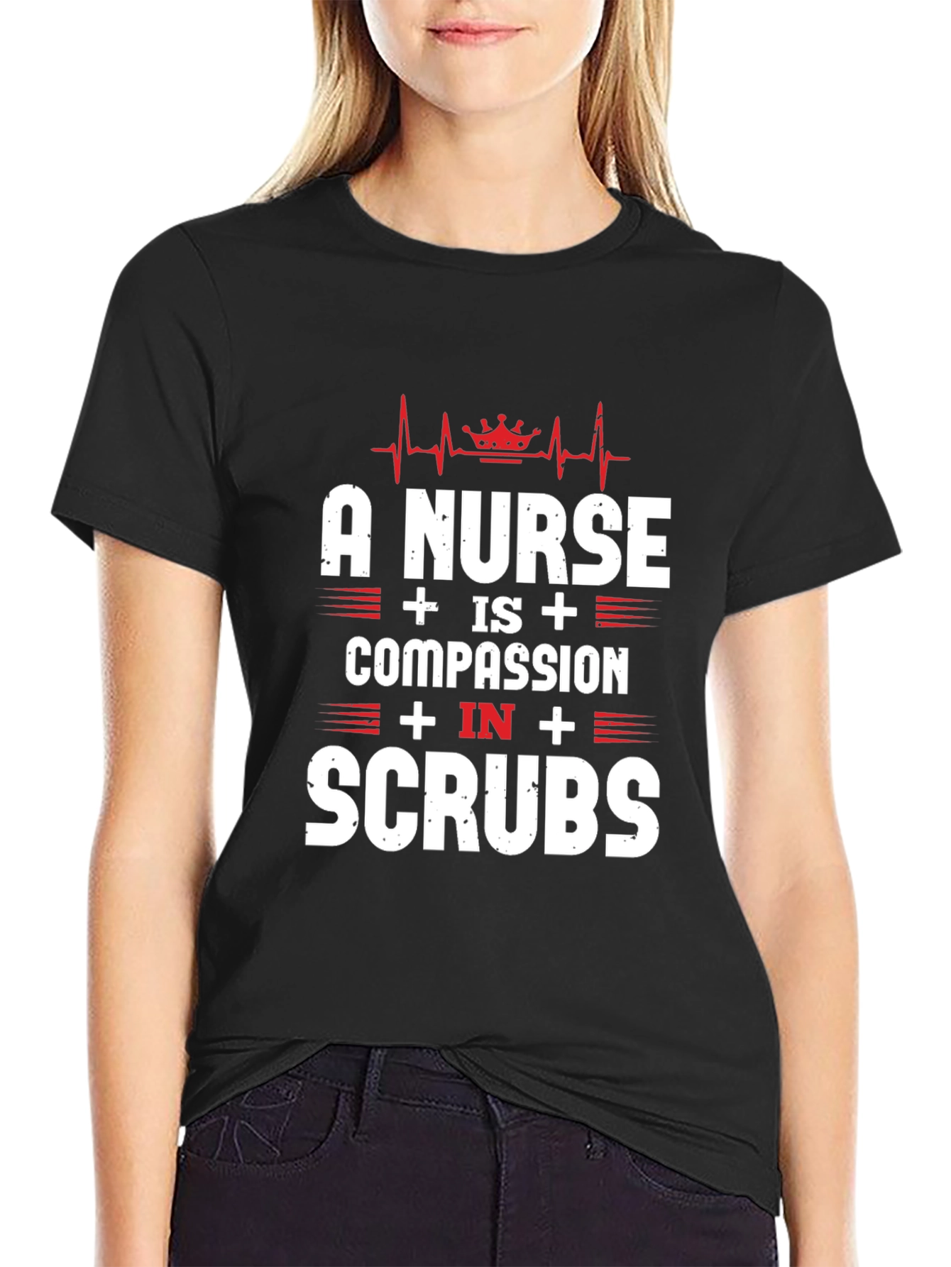 Black Nurse Compassion in Scrubs T-Shirt view 2