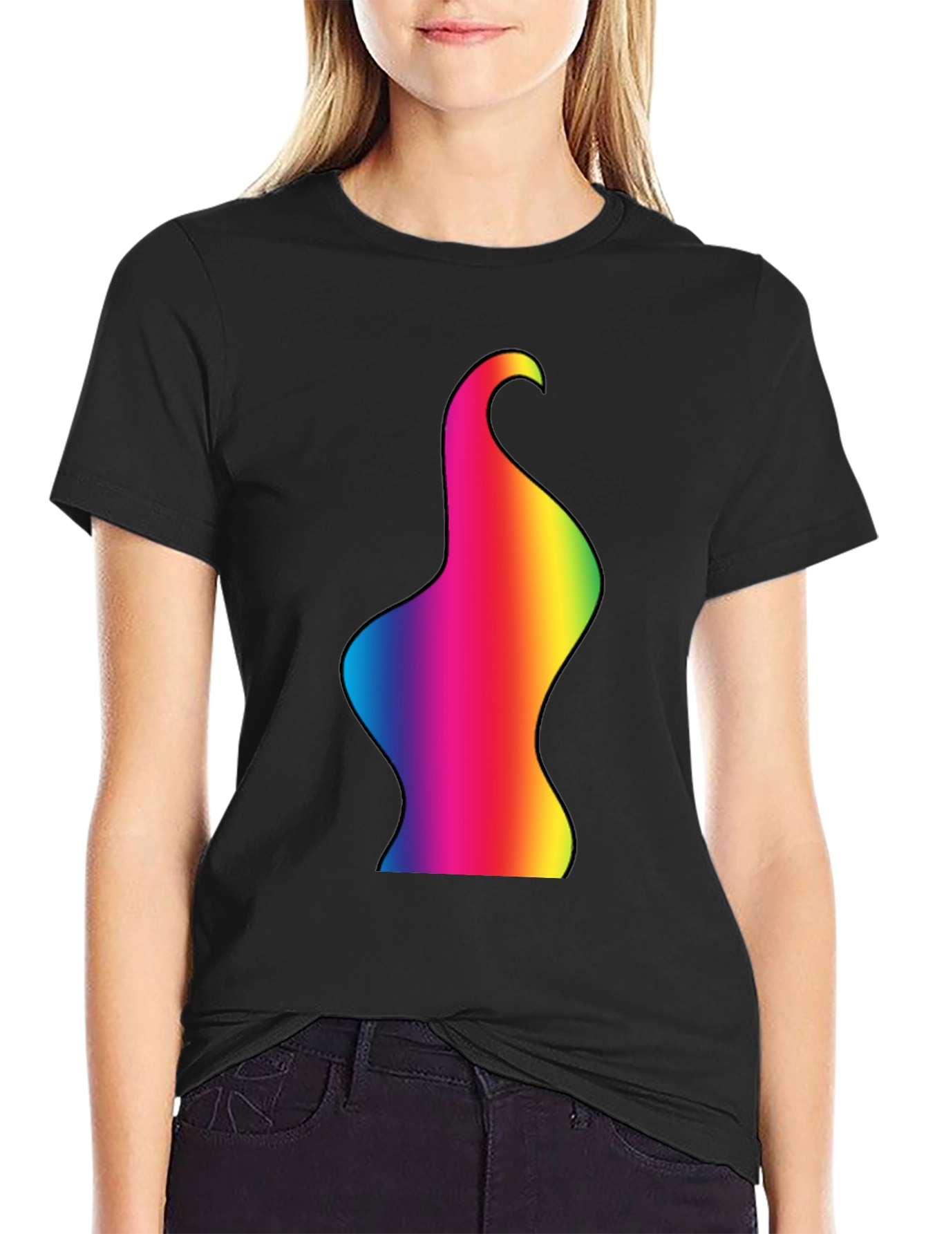 Black Rainbow Body Art Tee - Black Cotton Blend view 2