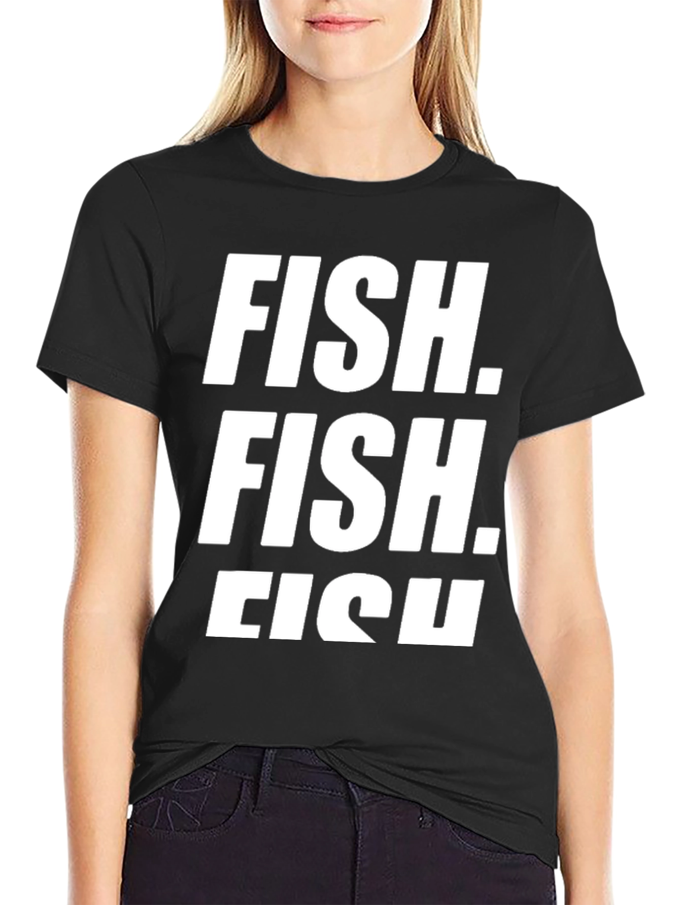 Black FISH. T-Shirt - Funny Sarcastic Graphic Tee view 2