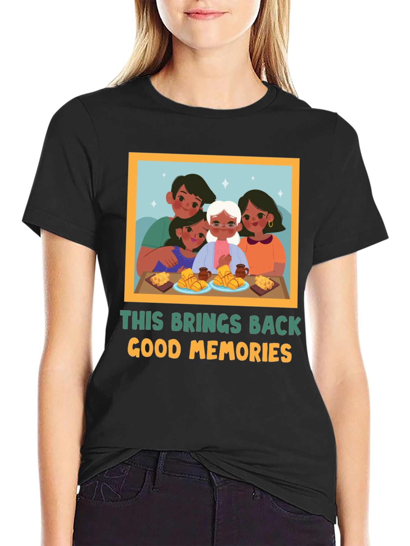 Black Nostalgic Family Memory T-Shirt view 2