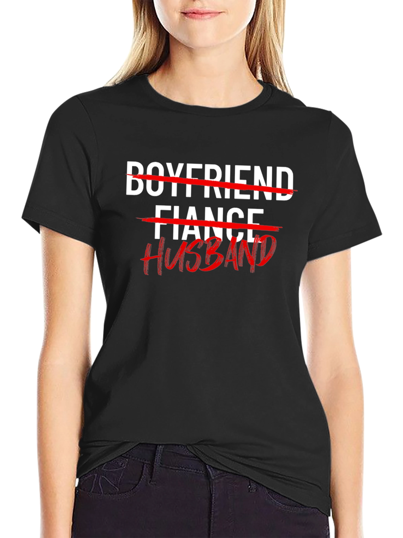 Black Husband T-Shirt: Crossed Out Fiance & Boyfriend Tee view 2