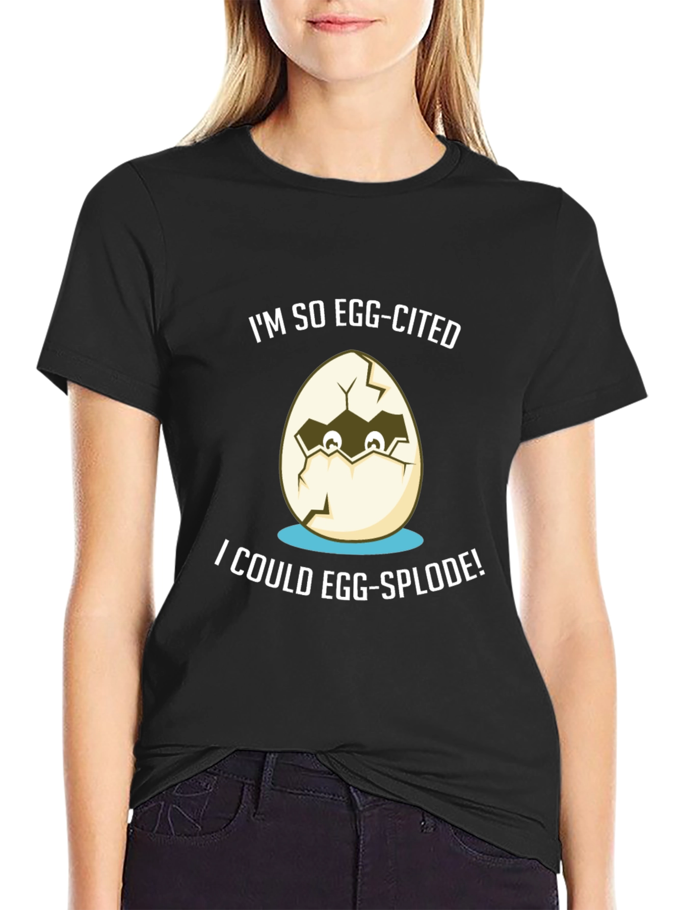 Black Egg-cited T-Shirt: Funny Graphic Tee view 2