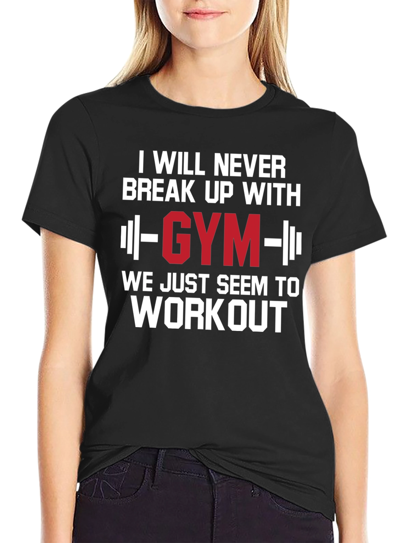 Black Gym Workout T-Shirt - I Will Never Break Up With Gym view 2