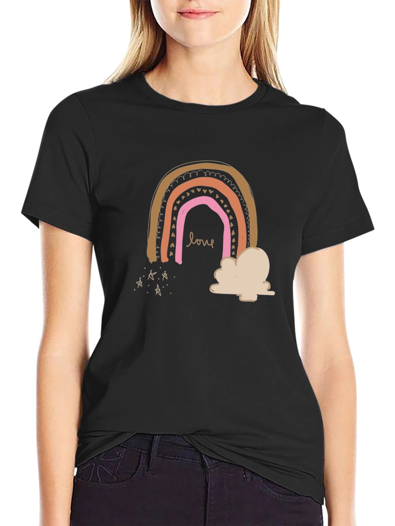 Black Love Rainbow Graphic T-Shirt - Trendy & Stylish view 2