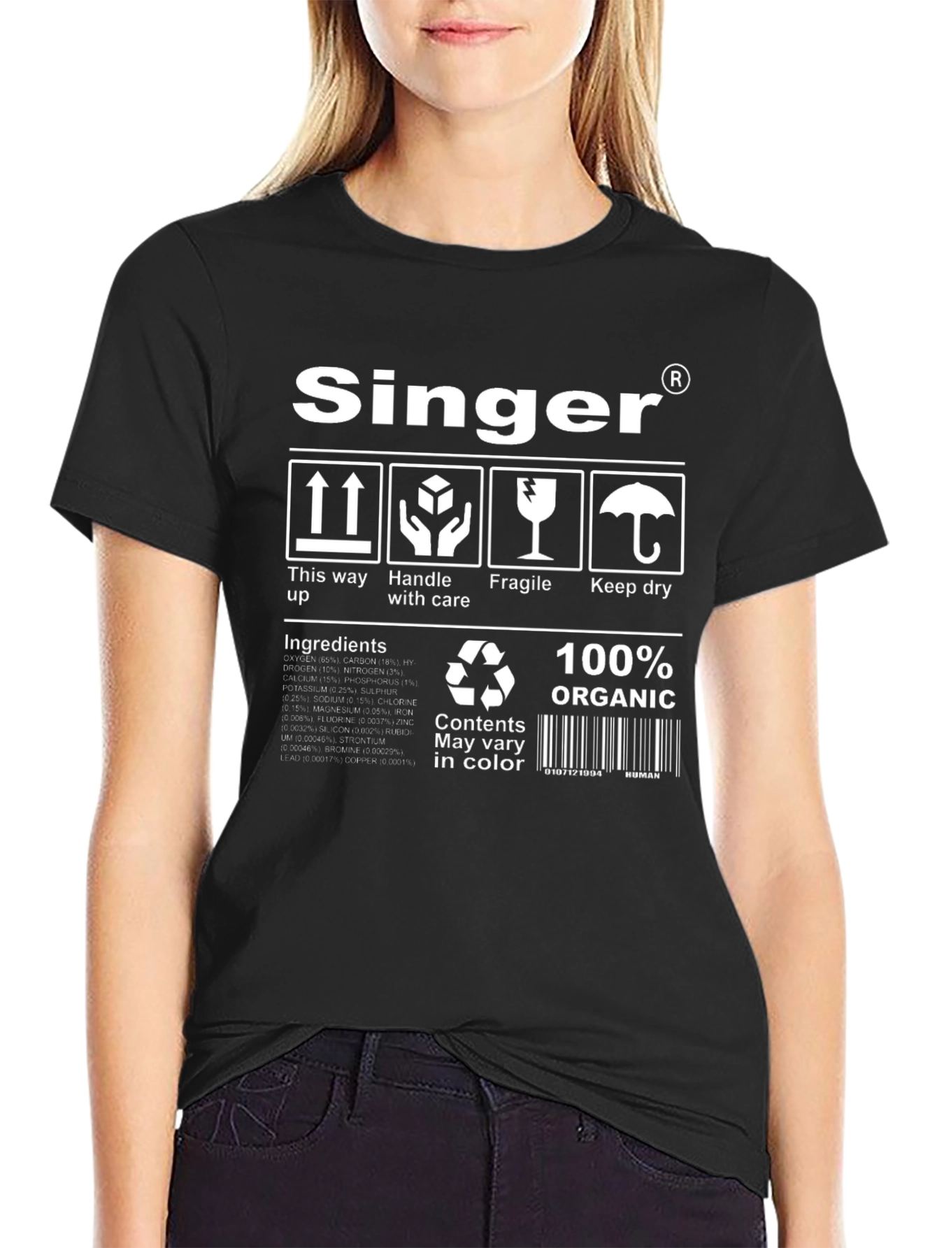 Black Singer Organic T-Shirt view 2