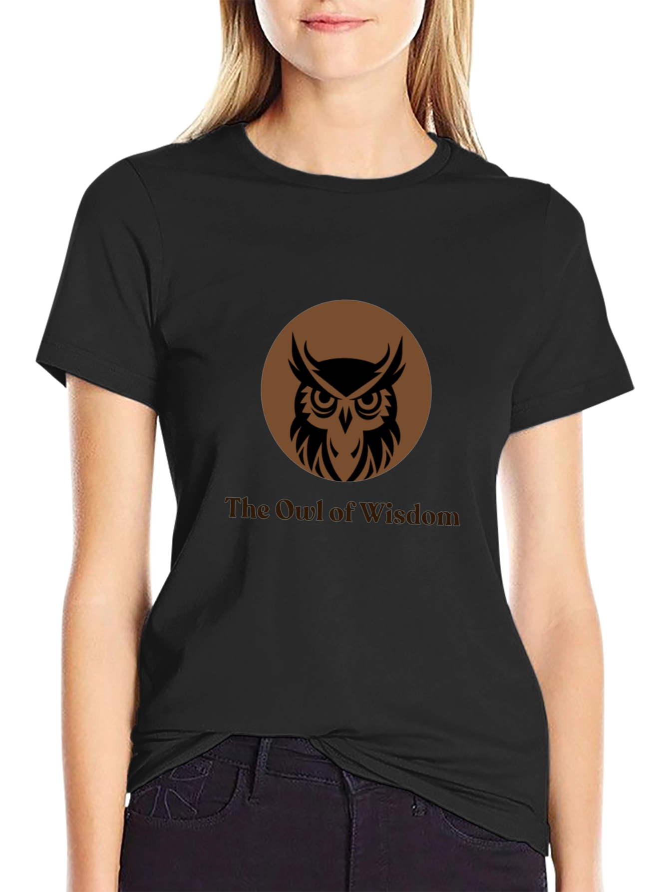Black The Owl of Wisdom Graphic Tee view 2