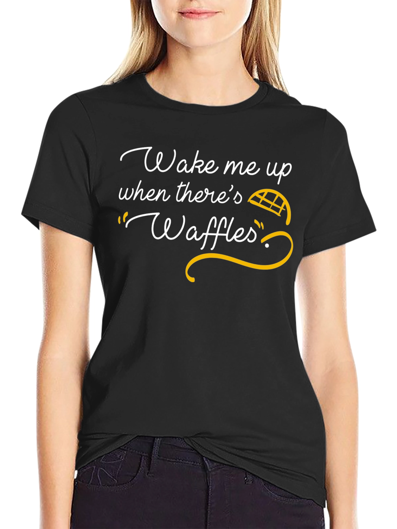 Black Wake Me Up Waffles T-Shirt view 2
