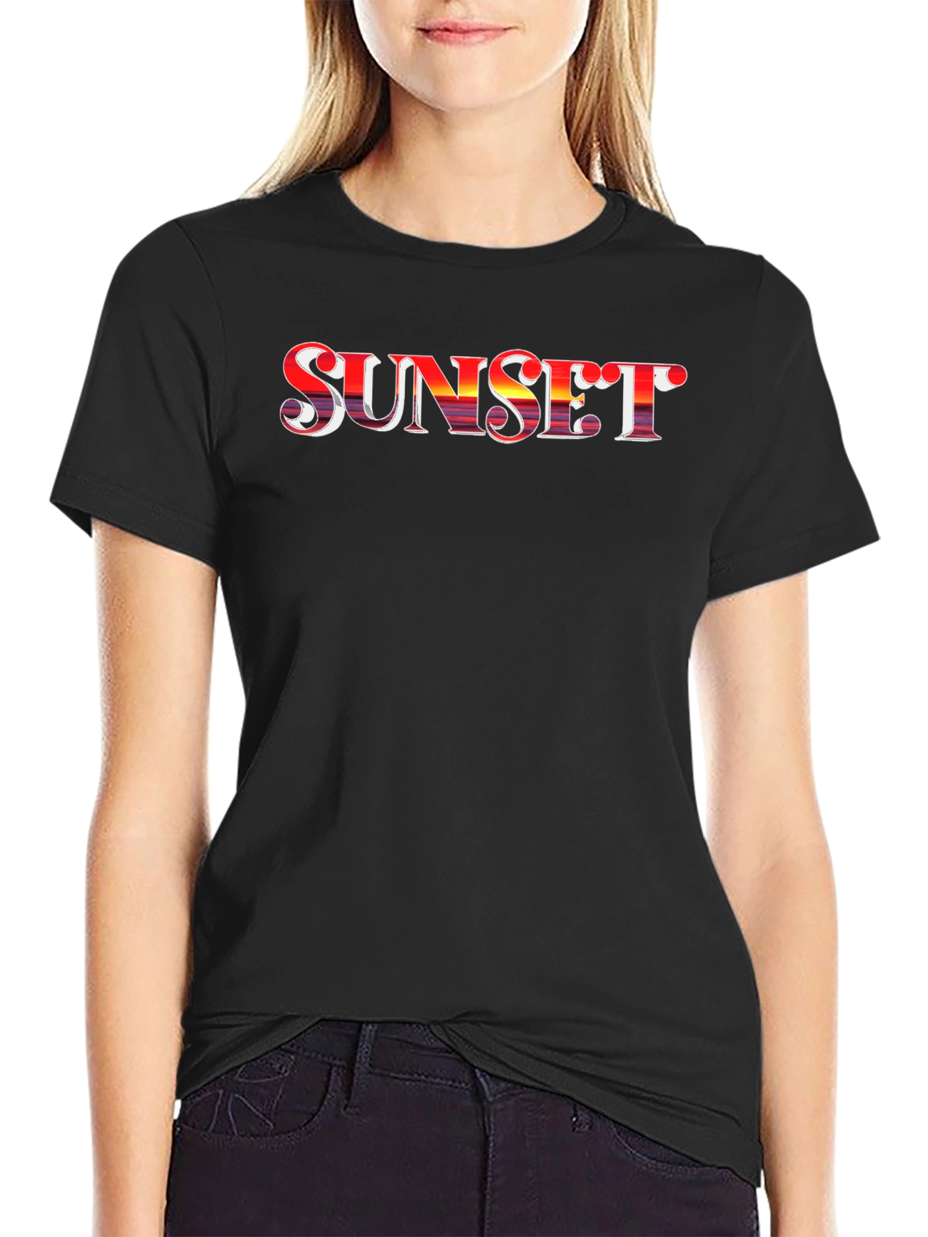 Black Sunset Graphic Tee - Retro Style view 2