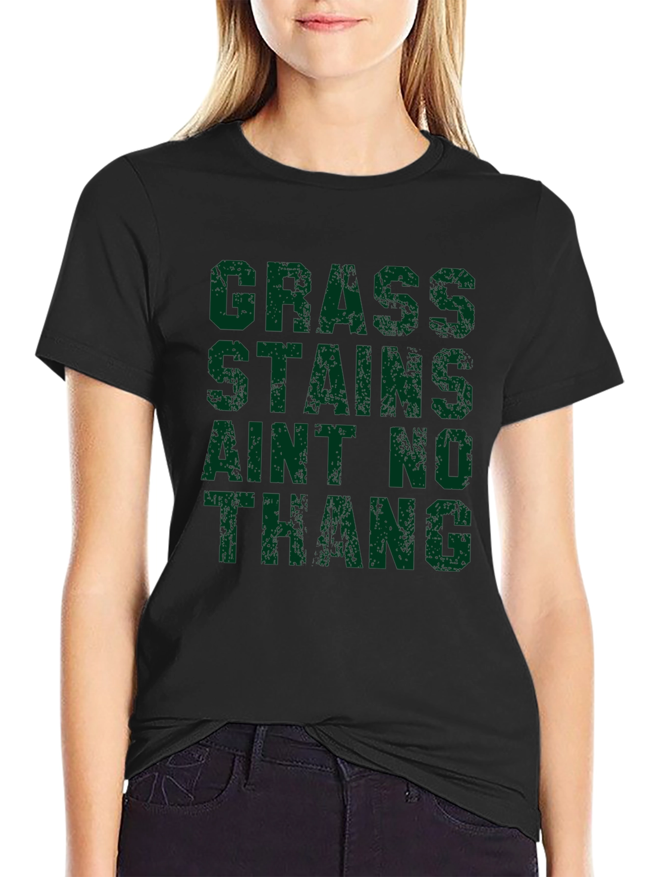 Black Grass Stains Ain't No Thang T-Shirt - Bold Statement Tee view 2