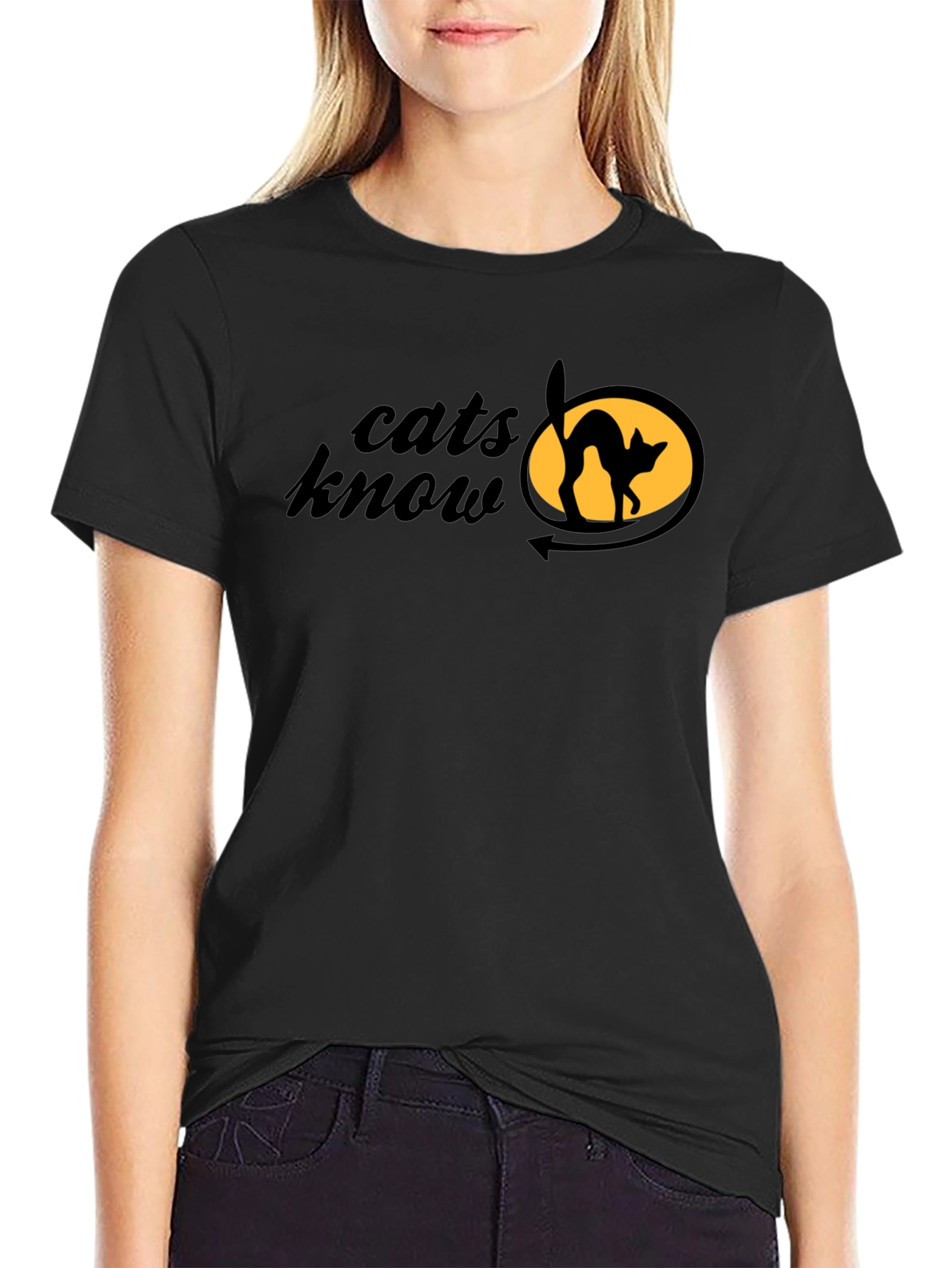 Black Cats Know T-Shirt - Black Cat Design view 2