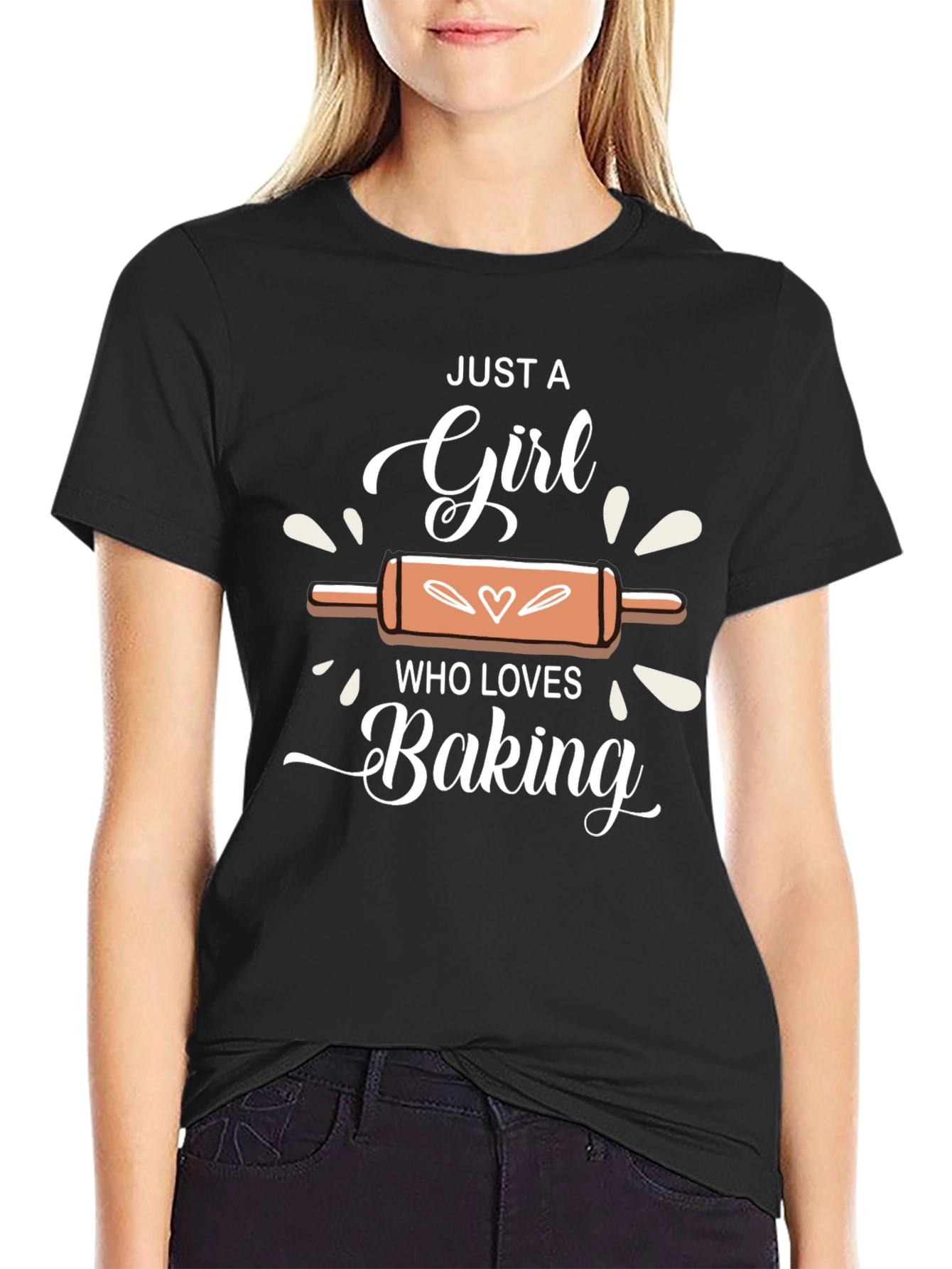 Black Just A Girl Who Loves Baking T-Shirt view 2