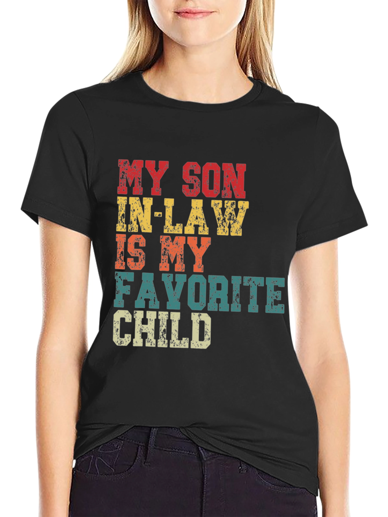 Black Funny Son-in-Law Favorite Child T-Shirt view 2