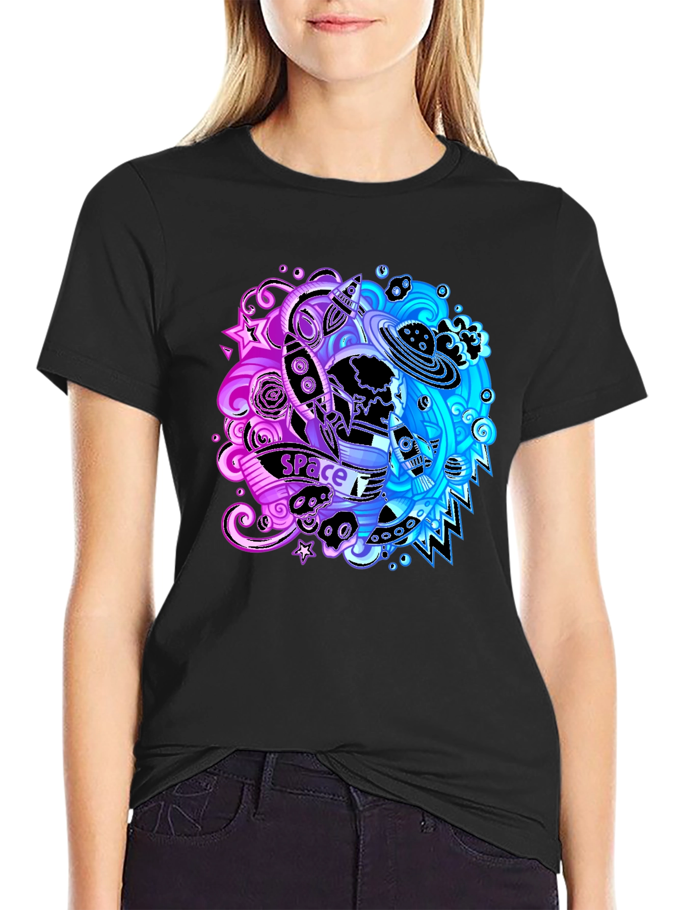 Space Doodle T-Shirt - Galaxy Design Tee - 2