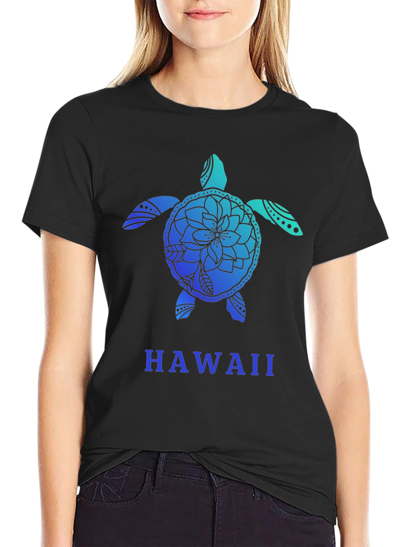 Black Hawaii Turtle Graphic Tee - Black view 2