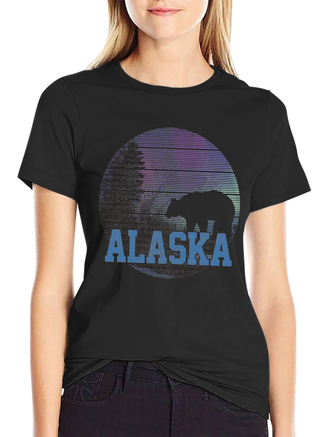Black Alaska Bear Silhouette Graphic T-Shirt view 2