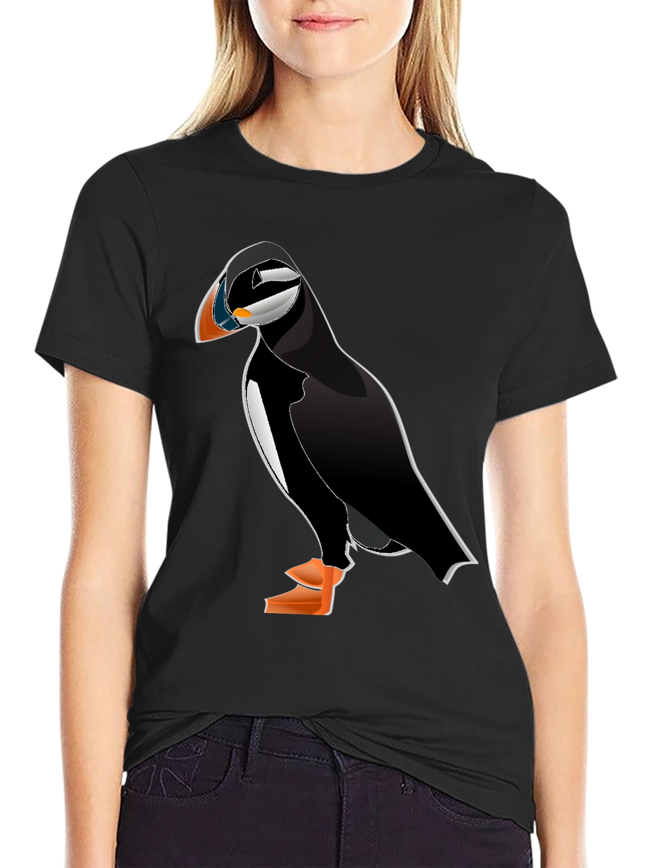 Black Puffin Graphic Tee - Black Cotton Blend view 2