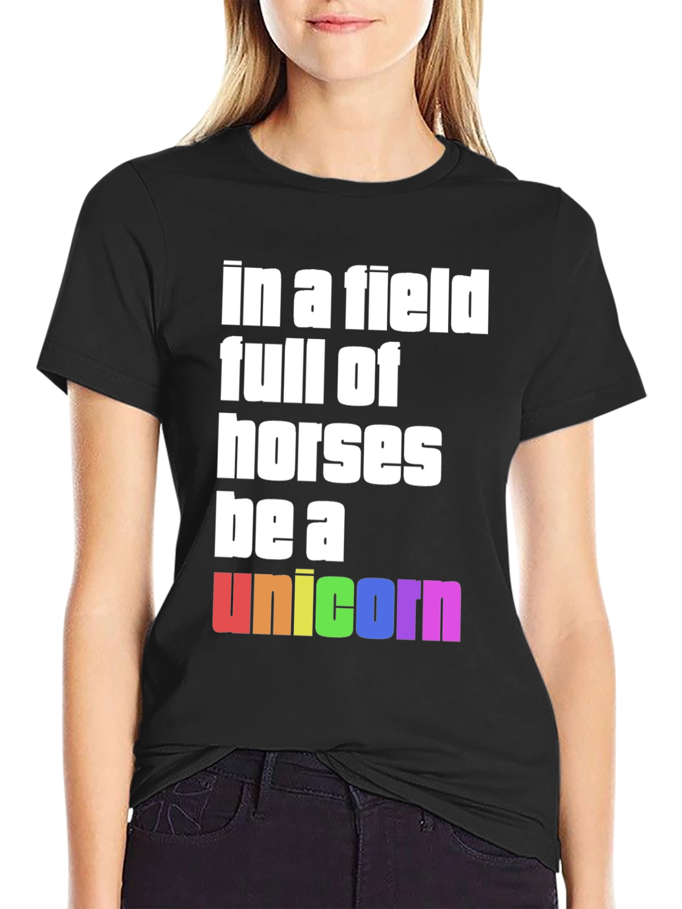 Black Unicorn Tee - Be Unique Rainbow Pride T-Shirt view 2