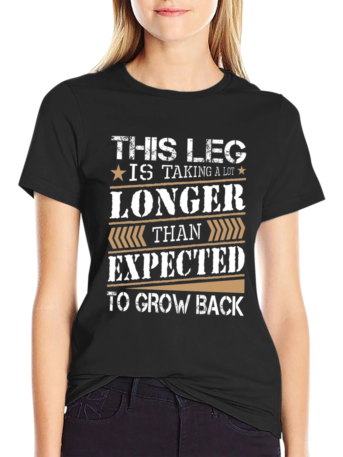 Black Funny Leg Injury Recovery T-Shirt view 2