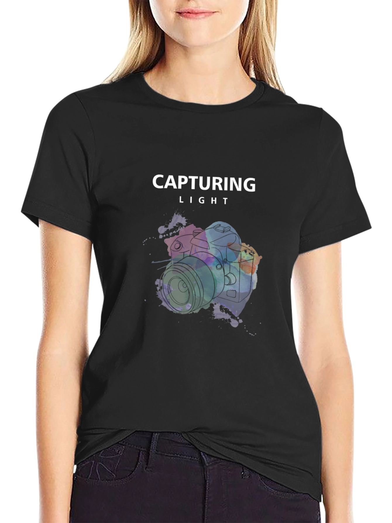 Black Capturing Light Graphic T-Shirt view 2