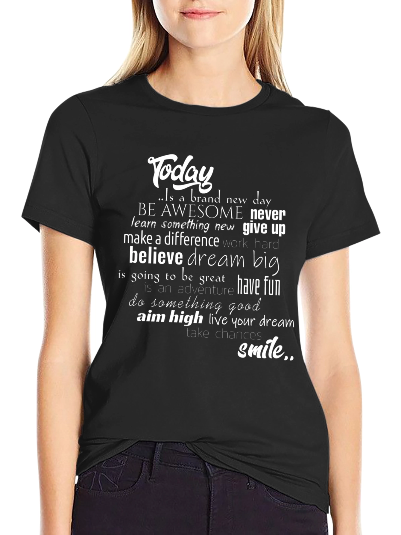Black Inspirational Quote T-Shirt: Today Is a New Day Graphic Tee view 2