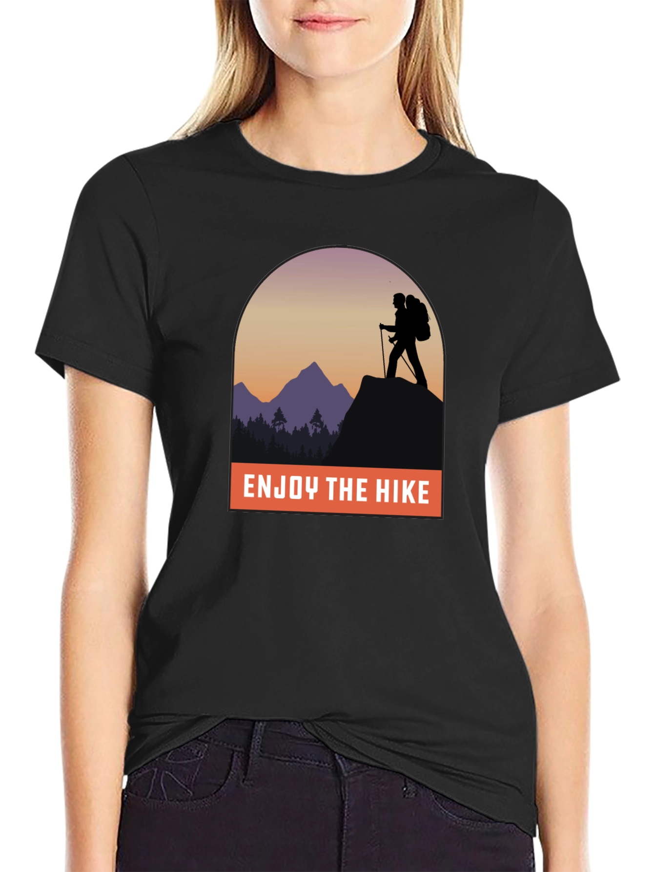 Black Enjoy the Hike Graphic Tee - Adventure Awaits! view 2