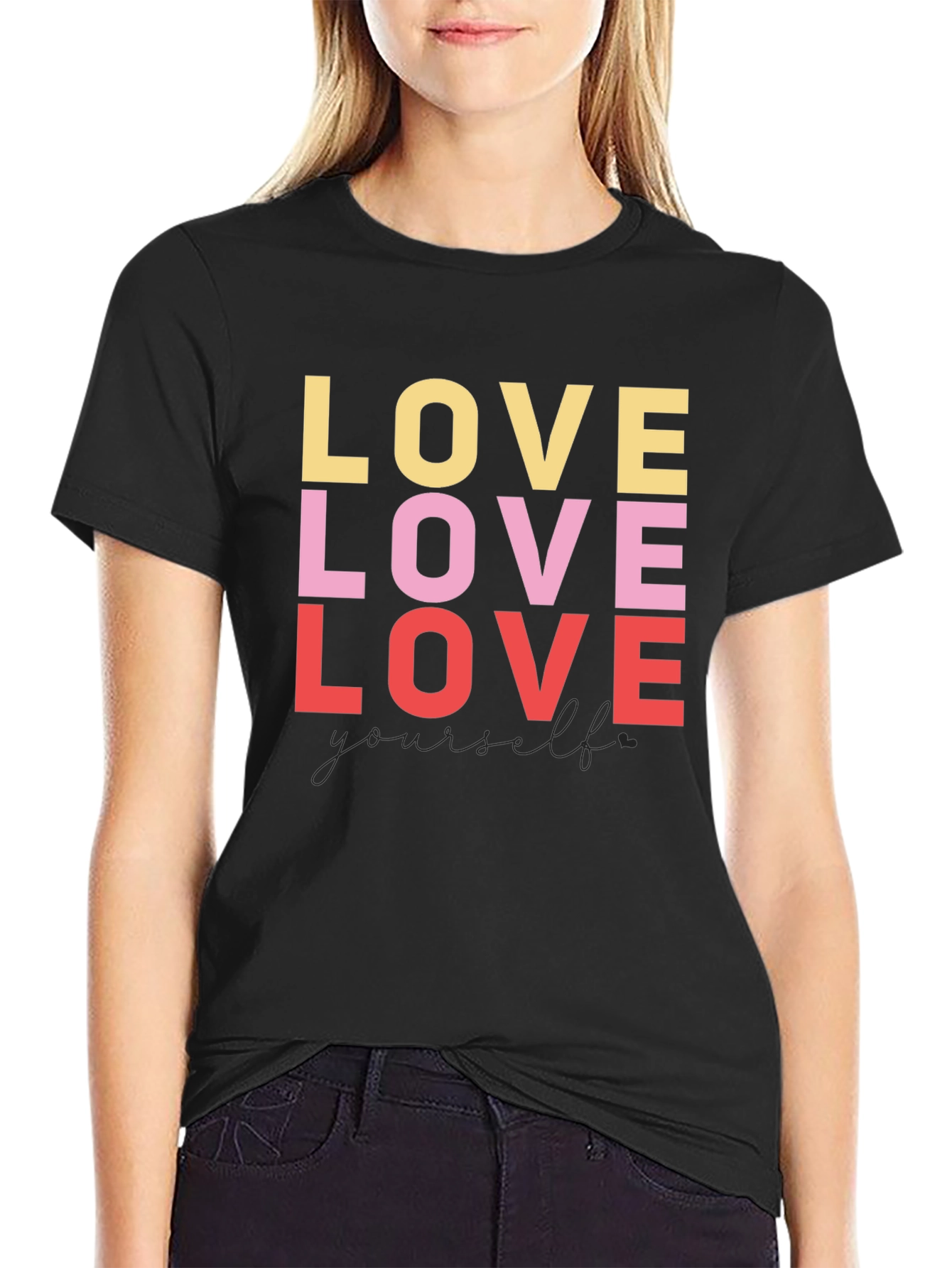 Black Love Yourself Graphic Tee - Black view 2
