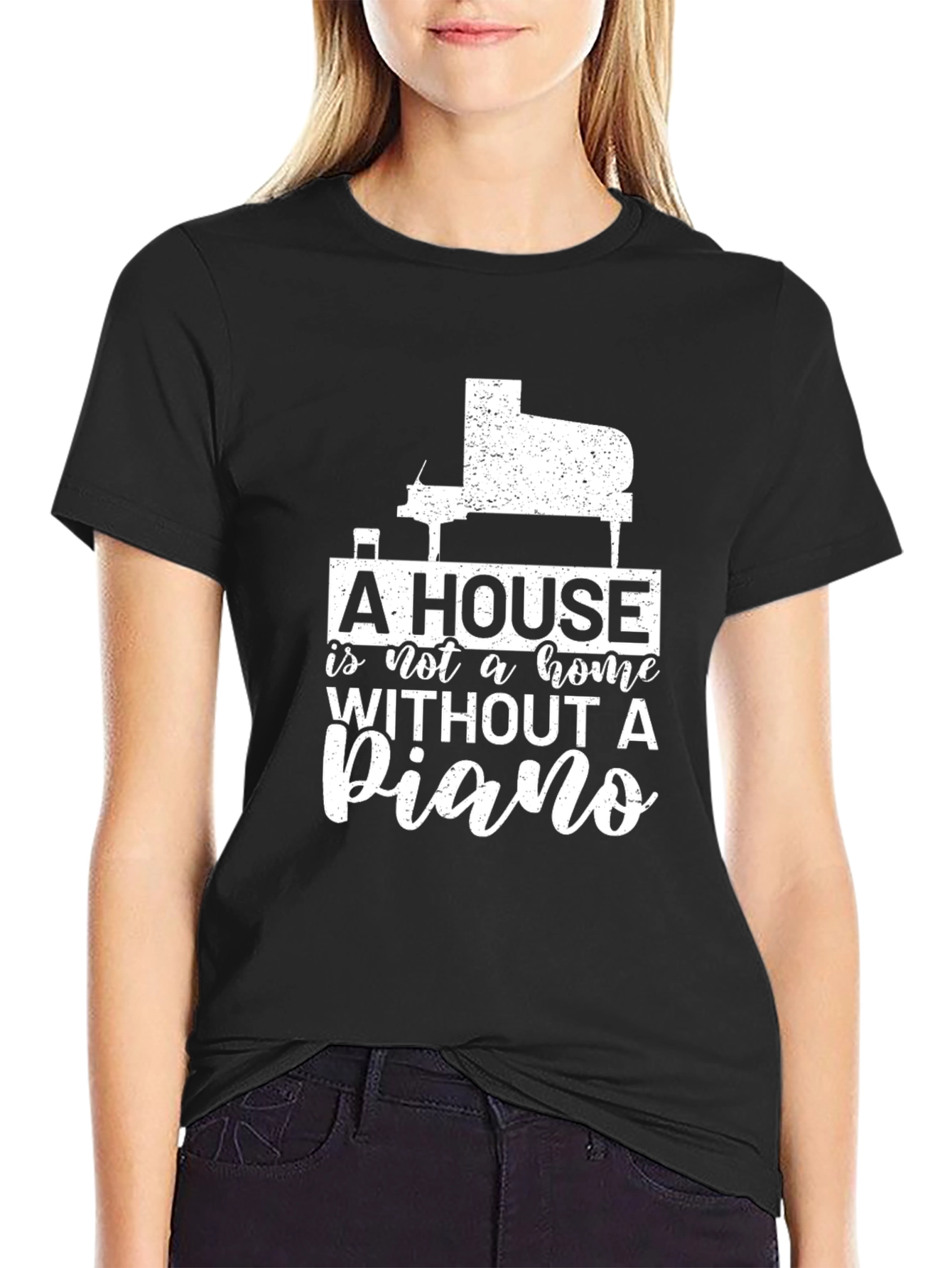 Black A House is Not a Home Without a Piano T-Shirt view 2