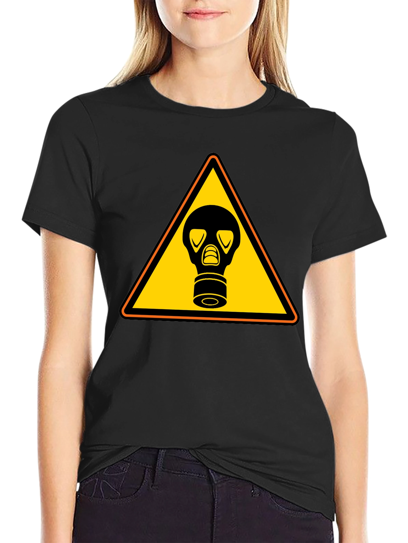 Black Hazard Gas Mask T-Shirt - Classic Black Tee view 2