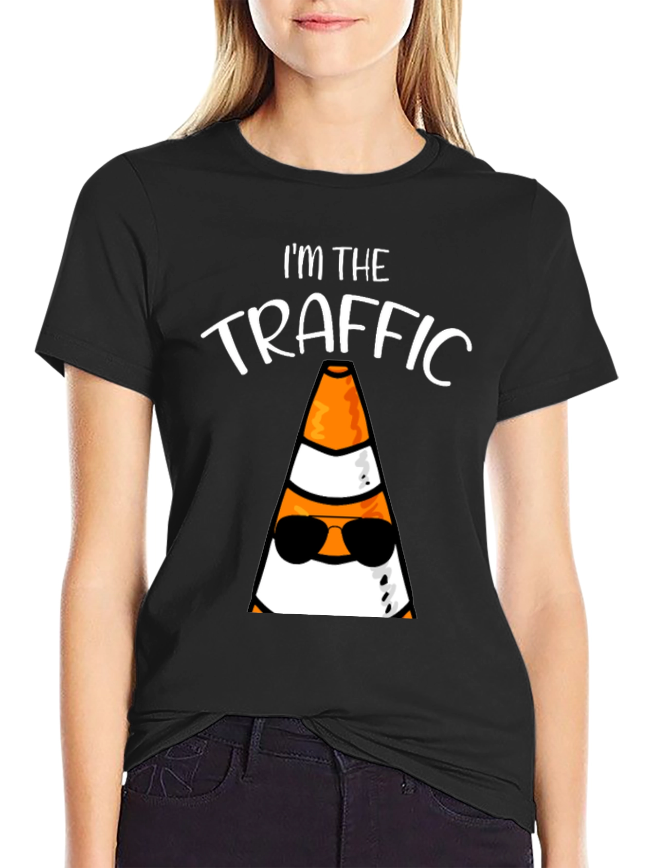 Black I'm the Traffic Cone T-Shirt view 2
