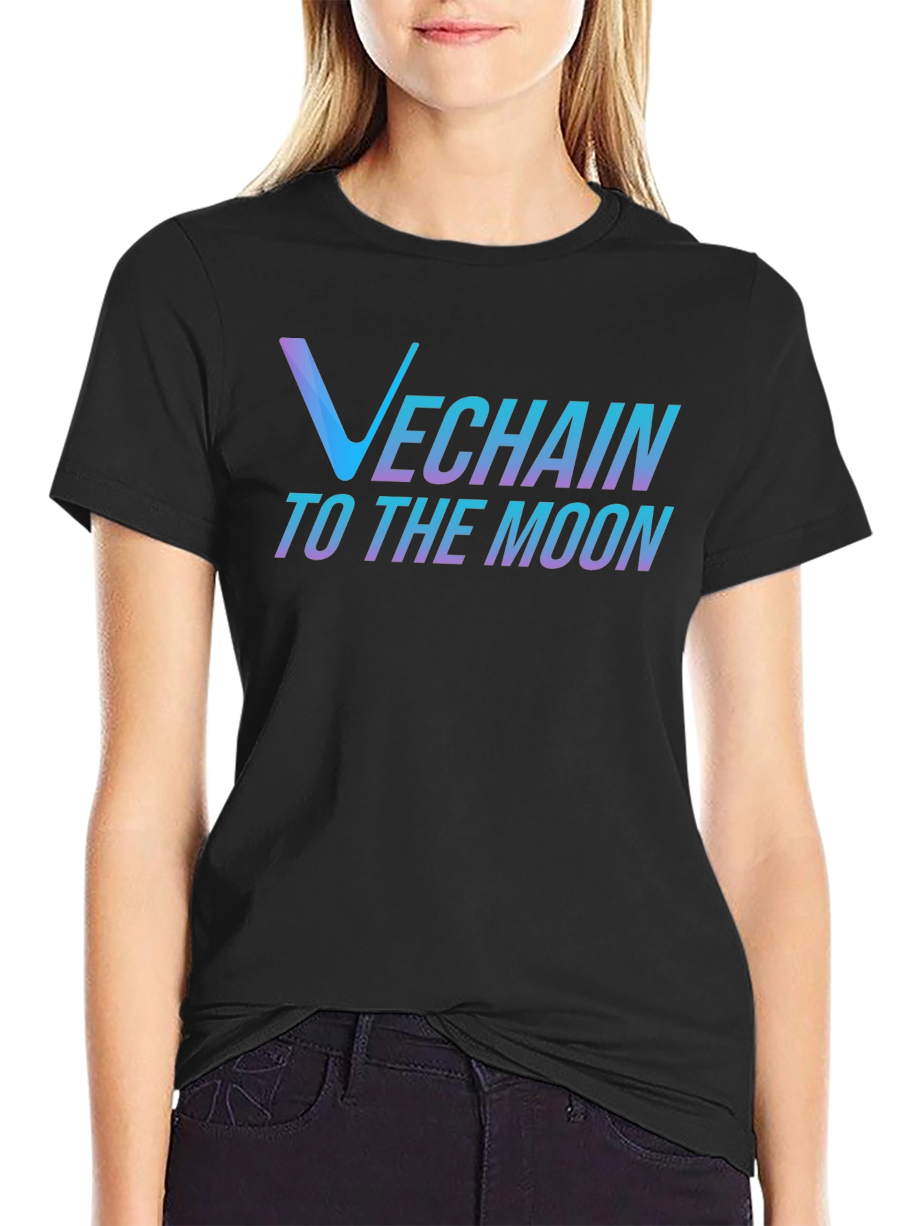 Black VeChain Crypto T-Shirt - To The Moon Design view 2