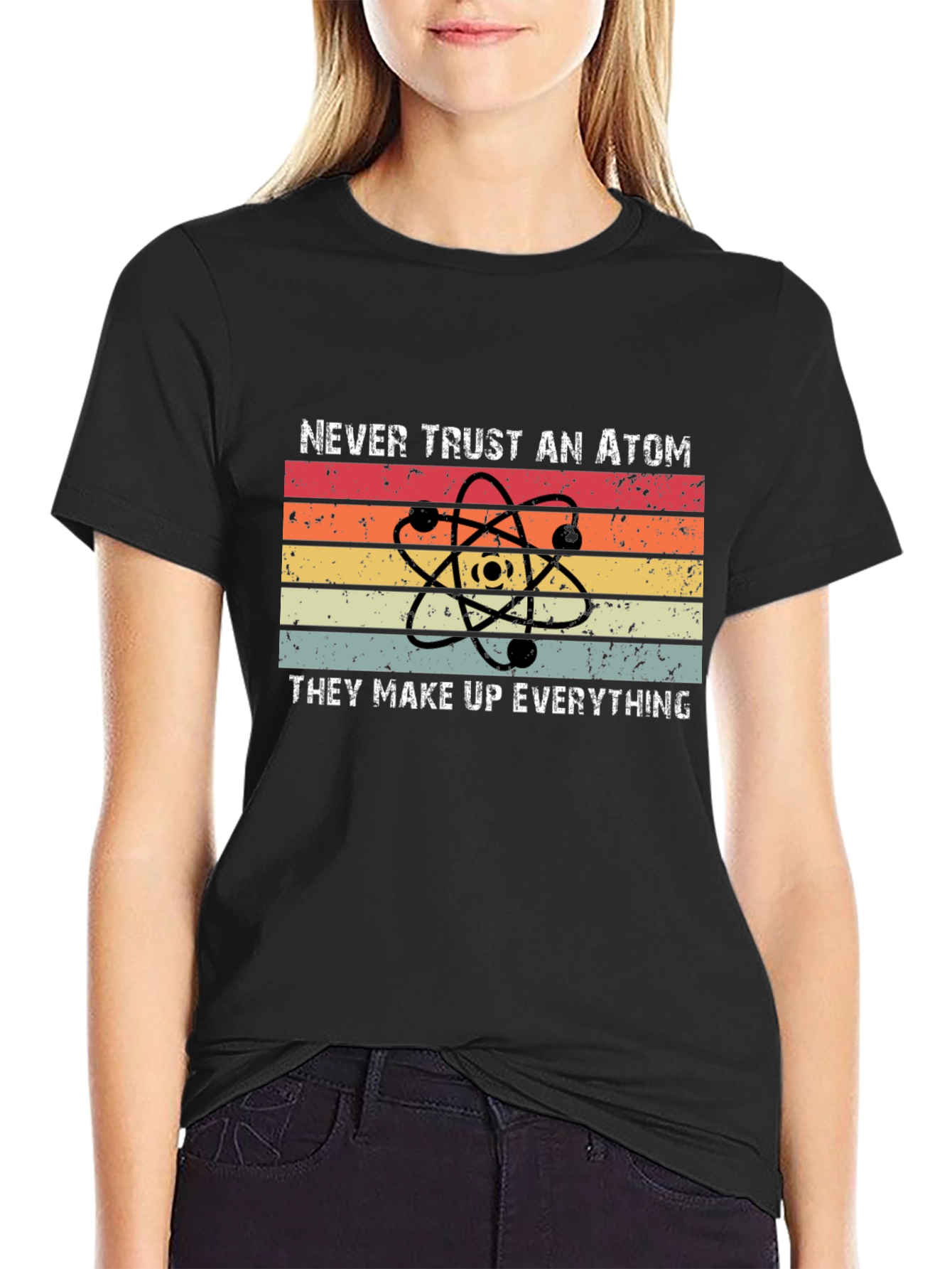 Black Never Trust an Atom Graphic Tee view 2