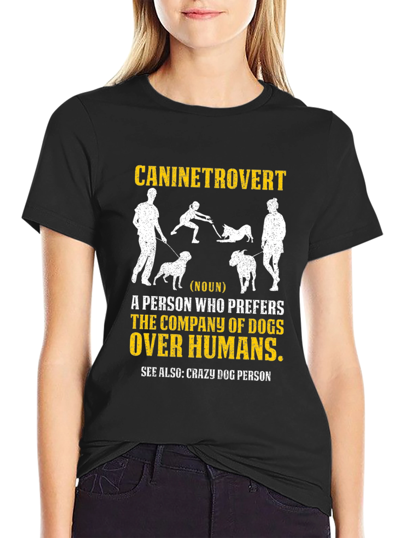 Black Caninetrovert T-Shirt - Dog Lover Apparel view 2