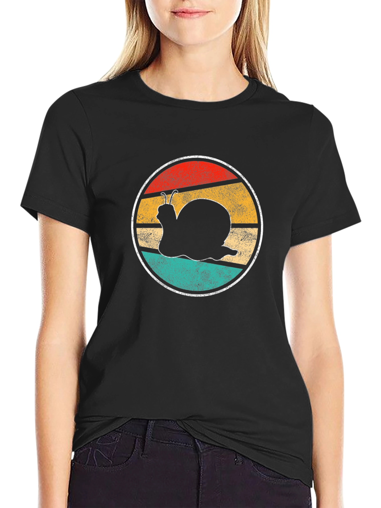 Black Retro Snail Graphic Tee - Unique & Stylish view 2