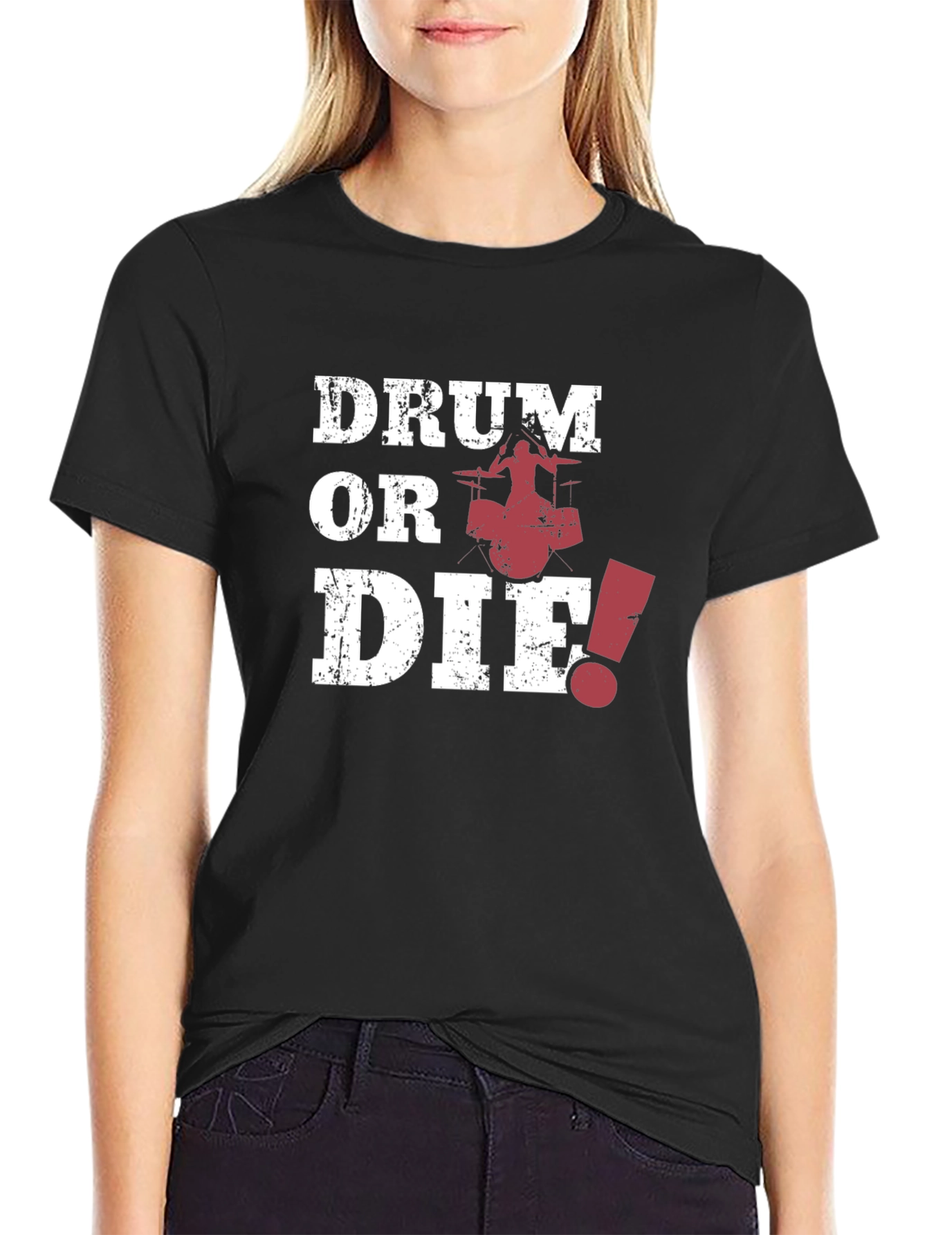 Black Drum or Die! Graphic Print Black T-Shirt view 2