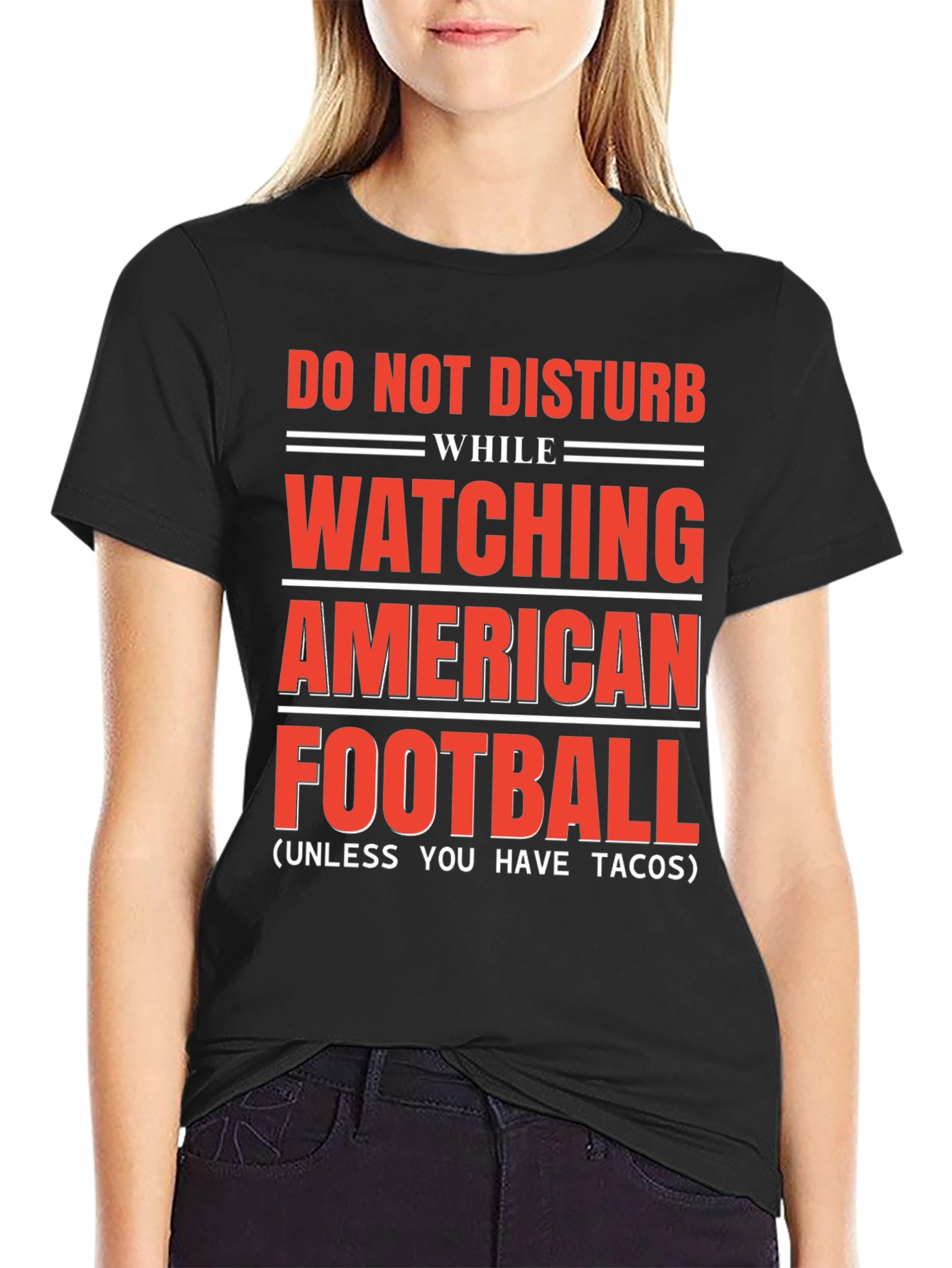 Black Do Not Disturb American Football & Tacos T-Shirt view 2