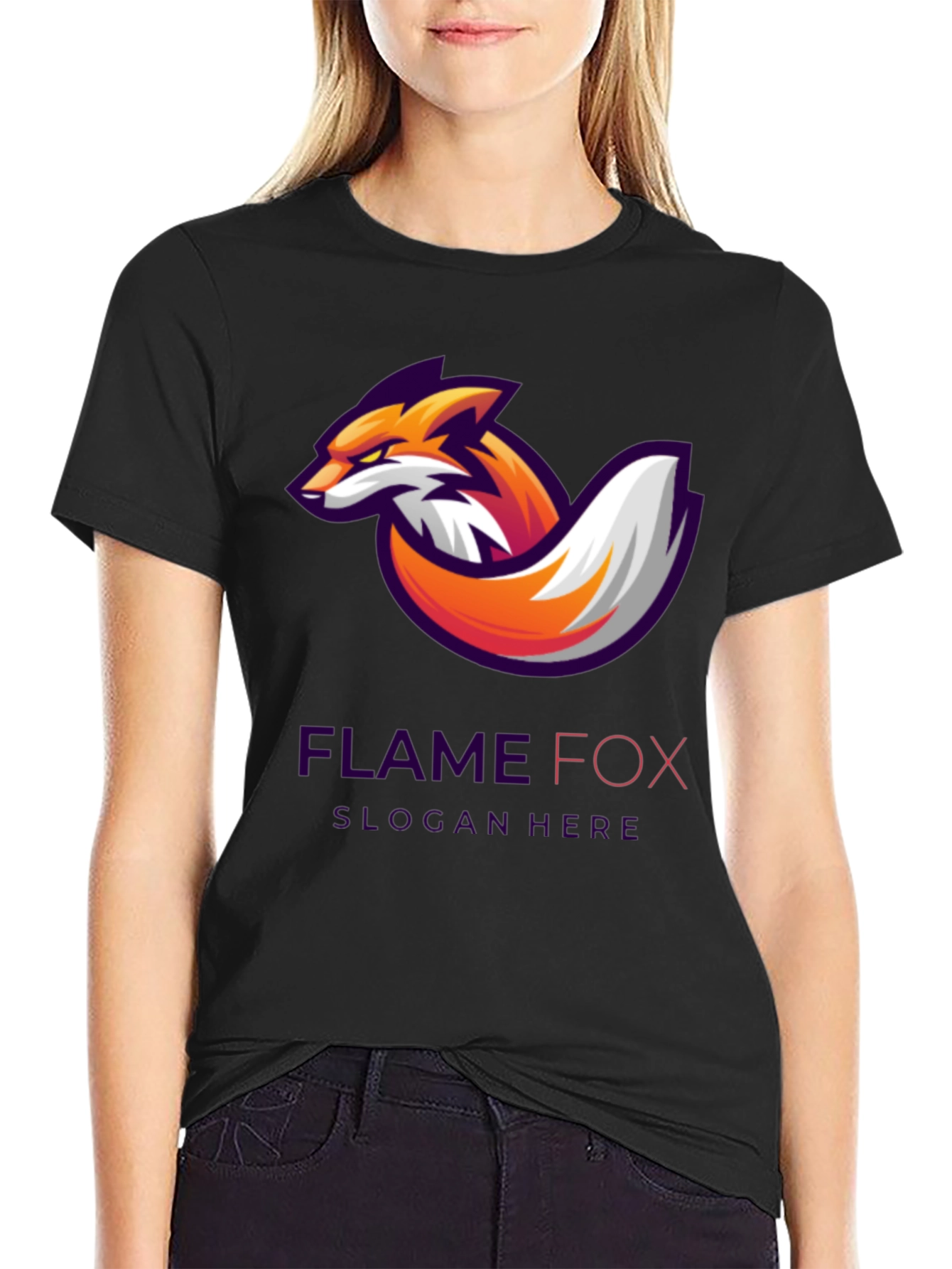 Black Flame Fox Graphic Tee - Cool Design, Soft Cotton Shirt view 2