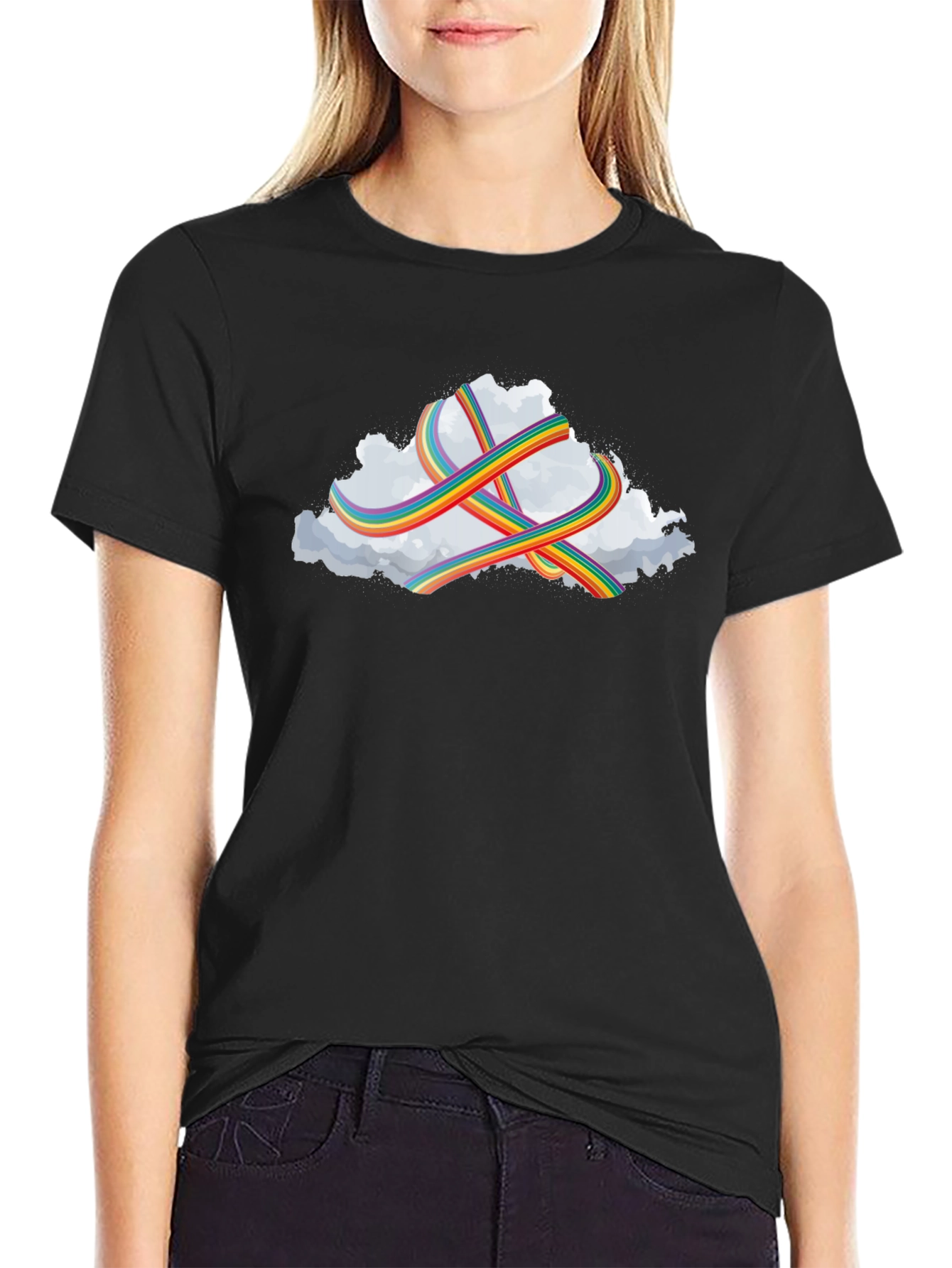 Black Rainbow Cloud T-Shirt: Stylish Comfort view 2