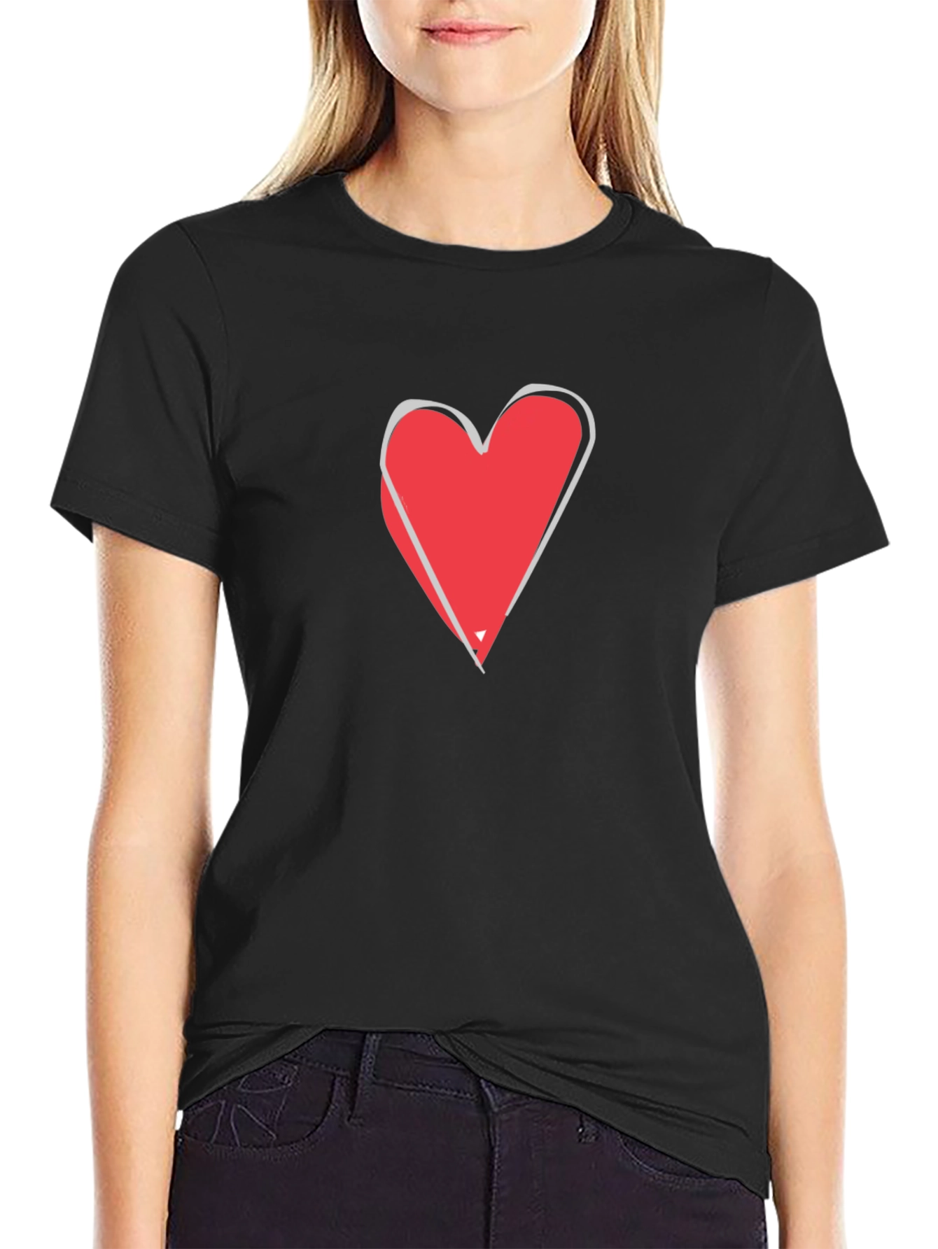 Black Heart Graphic Tee - Stylish Black Cotton T-Shirt view 2