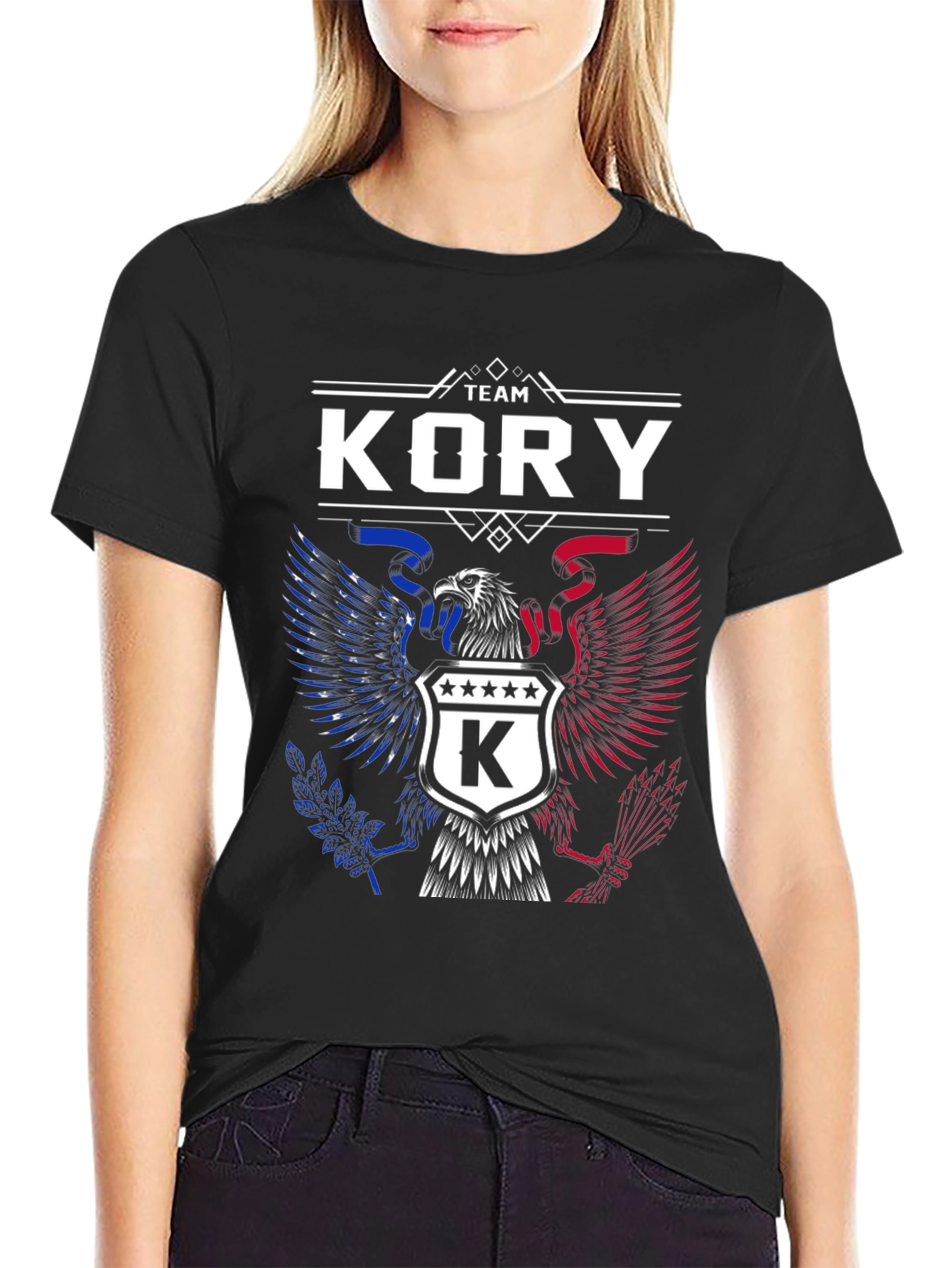 Black Team Kory Patriotic Eagle Graphic T-Shirt view 2