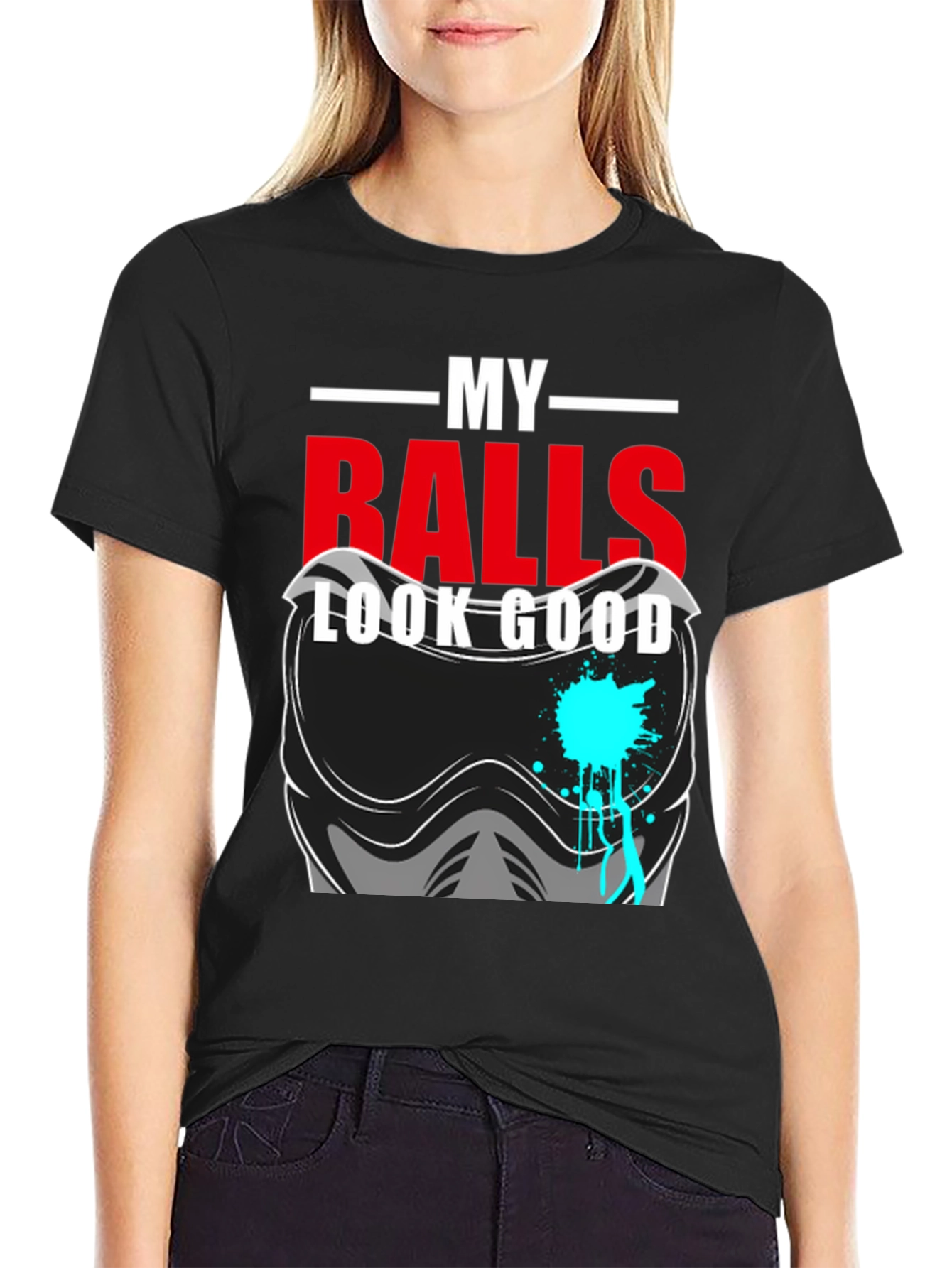 Black My Balls Look Good T-Shirt - Funny Paintball Tee view 2
