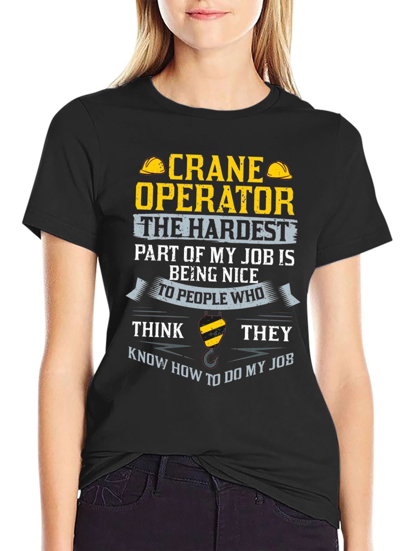 Black Crane Operator T-Shirt - Funny Job Tee view 2