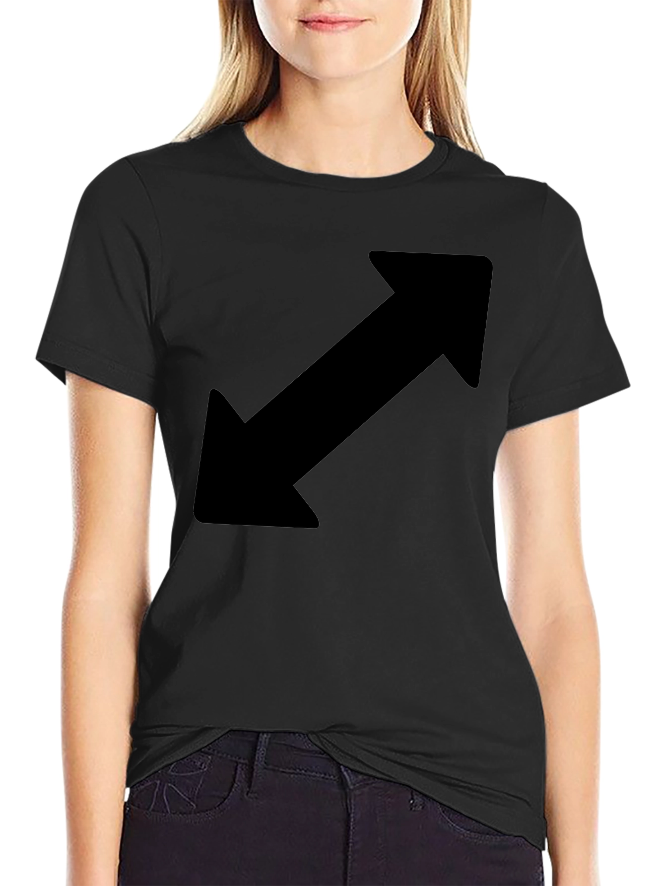 Black Diagonal Arrow Black T-Shirt view 2