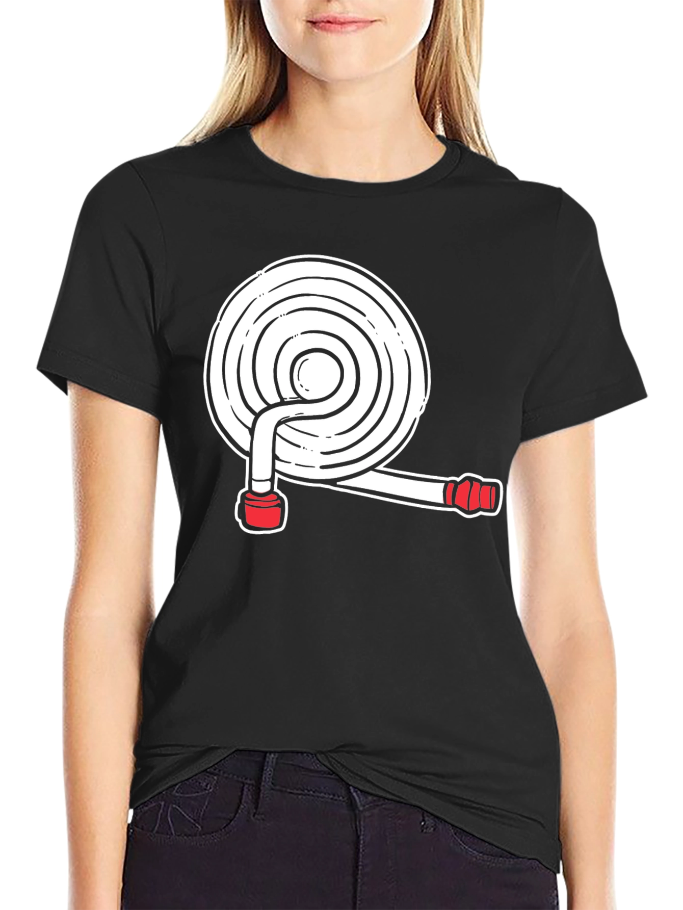 Black Fire Hose Graphic Tee - Black Cotton Blend Shirt view 2