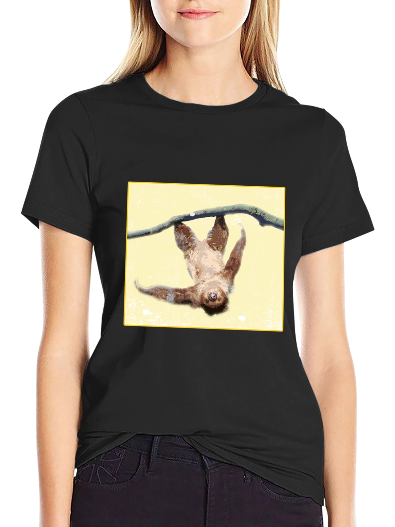 Black Sloth Hanging Around T-Shirt view 2