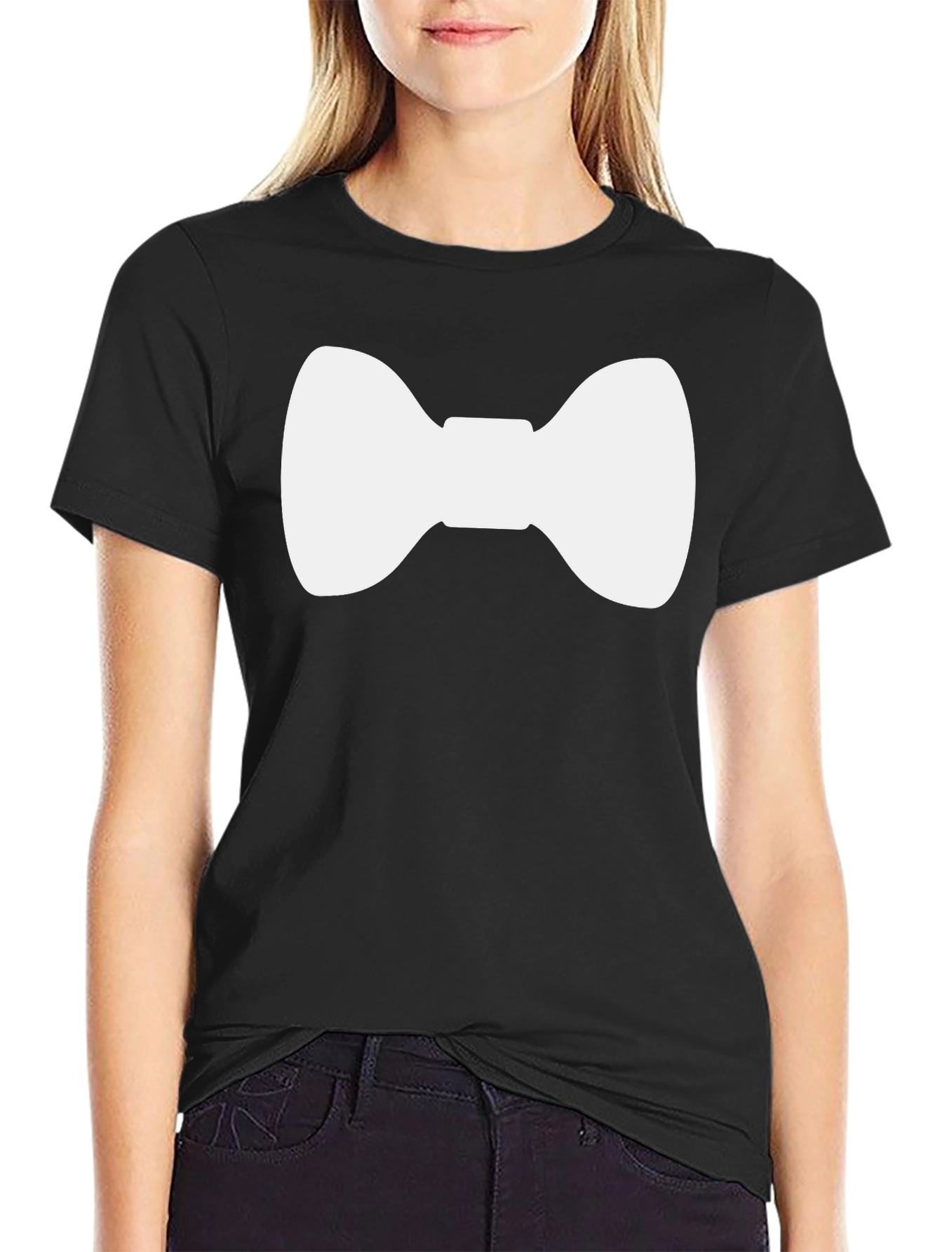 Black Bow Tie Graphic Tee - Stylish Casual Wear view 2