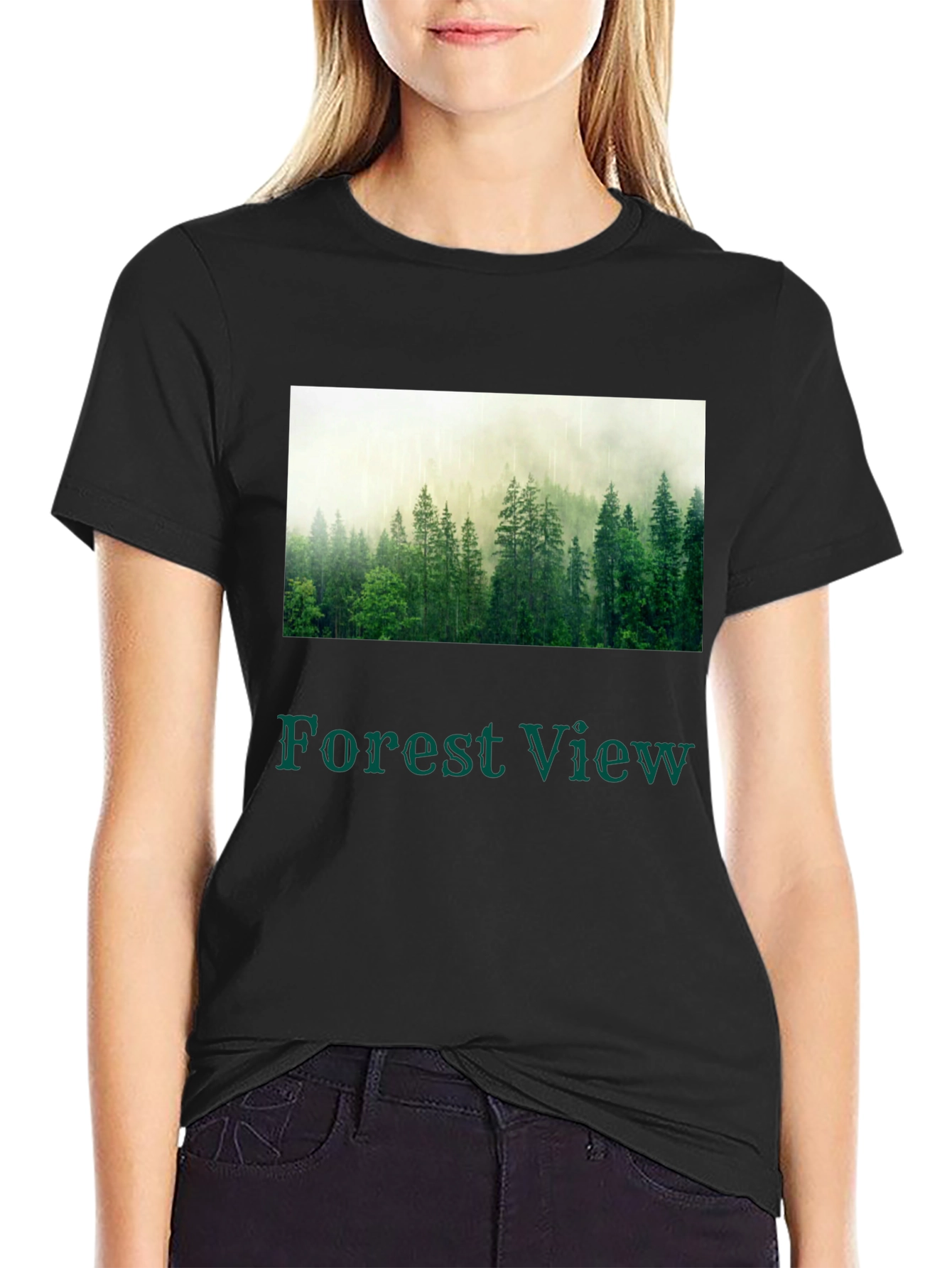 Black Forest View T-Shirt - Nature Inspired Graphic Tee view 2