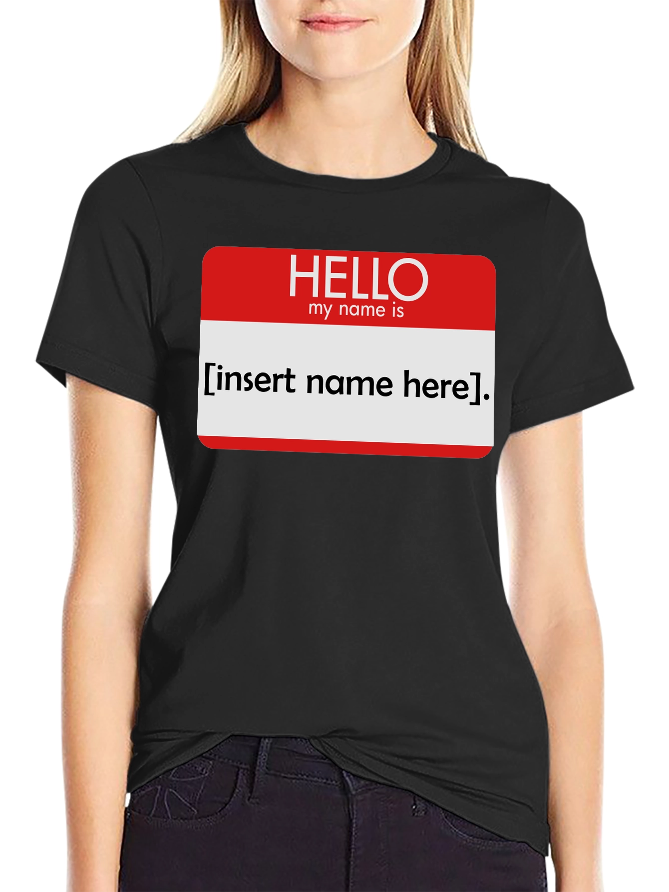 Black Funny Name Tag T-Shirt - Insert Your Name Here! view 2