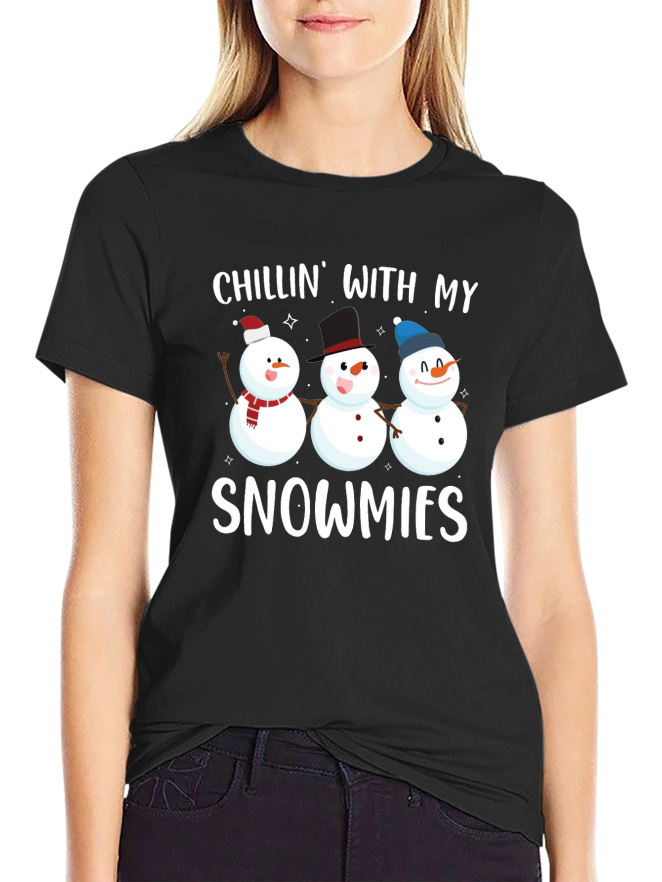 Black Chillin' with My Snowmies Graphic Tee view 2