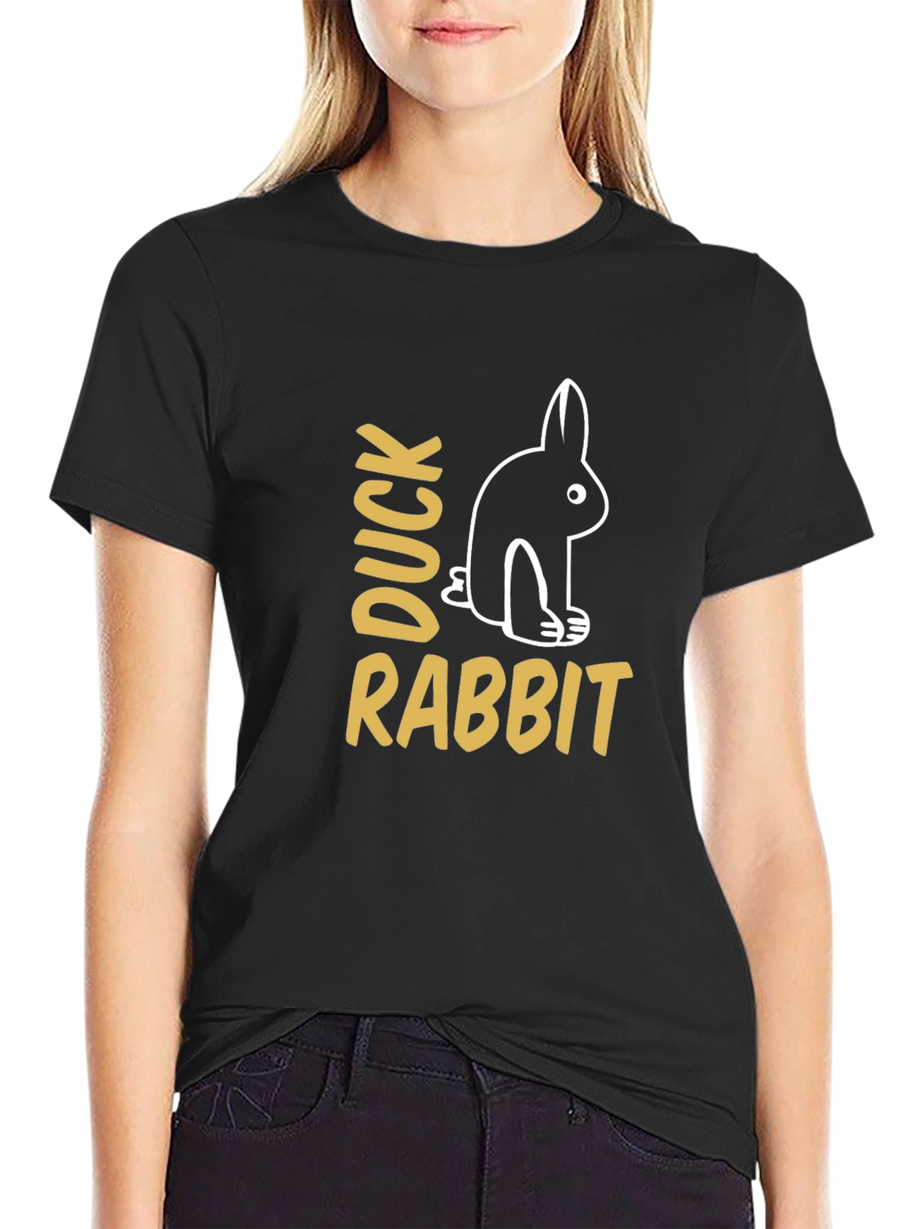 Black Duck Rabbit Optical Illusion Graphic Tee view 2