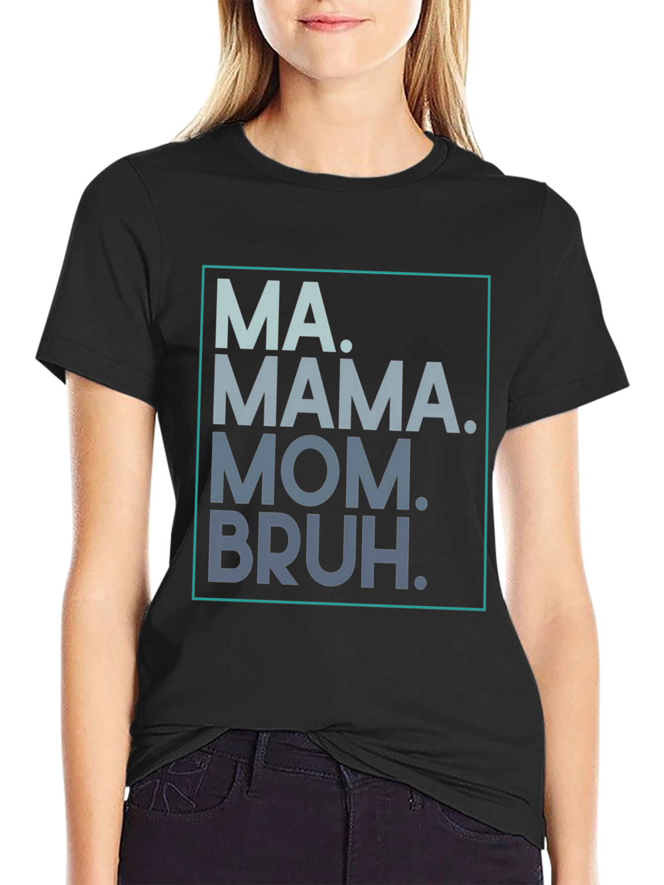 Black Trendy Mama/Mom/Bruh Graphic Tee - Unisex Style view 2